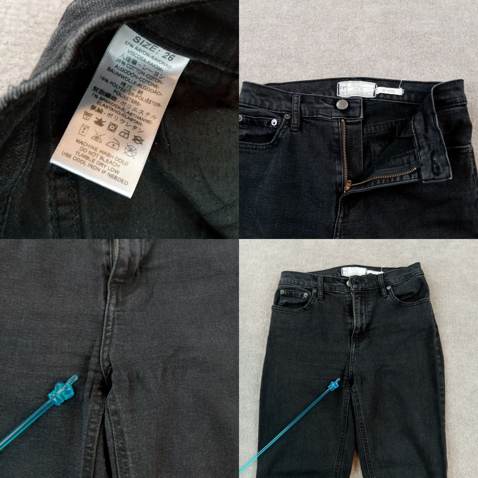 Free People Free People Womens Black Skinny Stretch High Rise Jeans 26 Regular Size 26" / US 2 / IT 38 - 8 Thumbnail