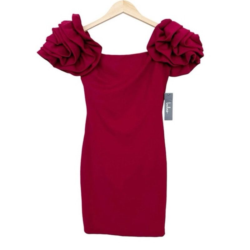 Other Lulus Red Mini Dress Ruffle Shoulder Detail Sz XS Size XS / US 0-2 / IT 36-38 - 6 Thumbnail
