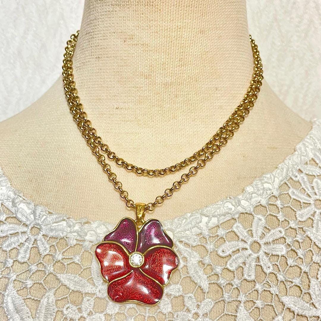 Yves Saint Laurent Vintage Yves Saint Laurent golden chain necklace with pansy Size ONE SIZE - 2 Thumbnail