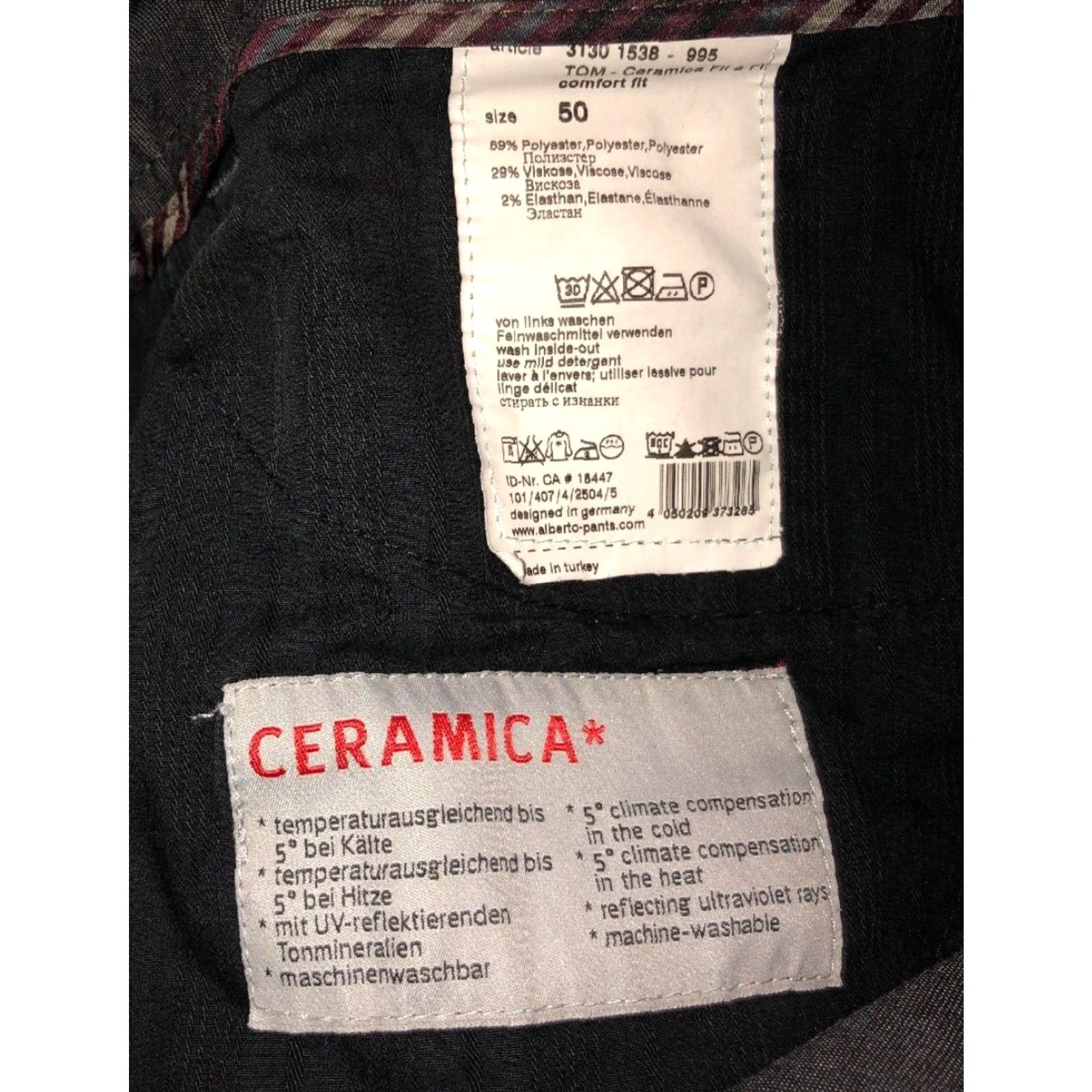 Vintage ALBERTO Comfort Fit Casual Pants Size 50 (34x30) - Gray - Men's Size US 34 / EU 50 - 6 Thumbnail