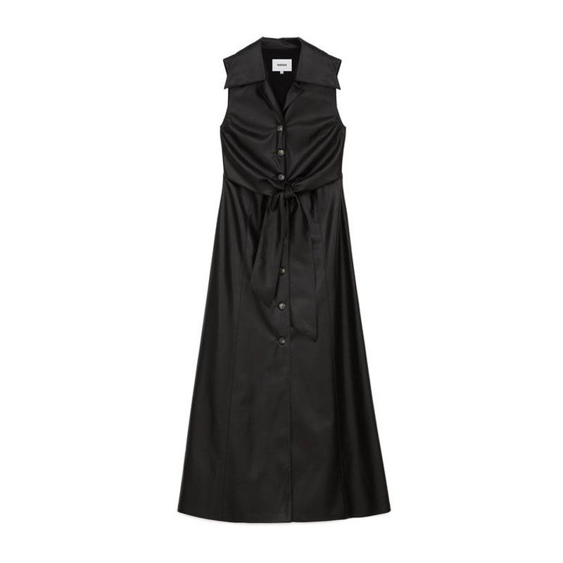 Nanushka Nanushka The Sharma Black Faux leather tie front dress sz XS Size XS / US 0-2 / IT 36-38 - 2 Thumbnail