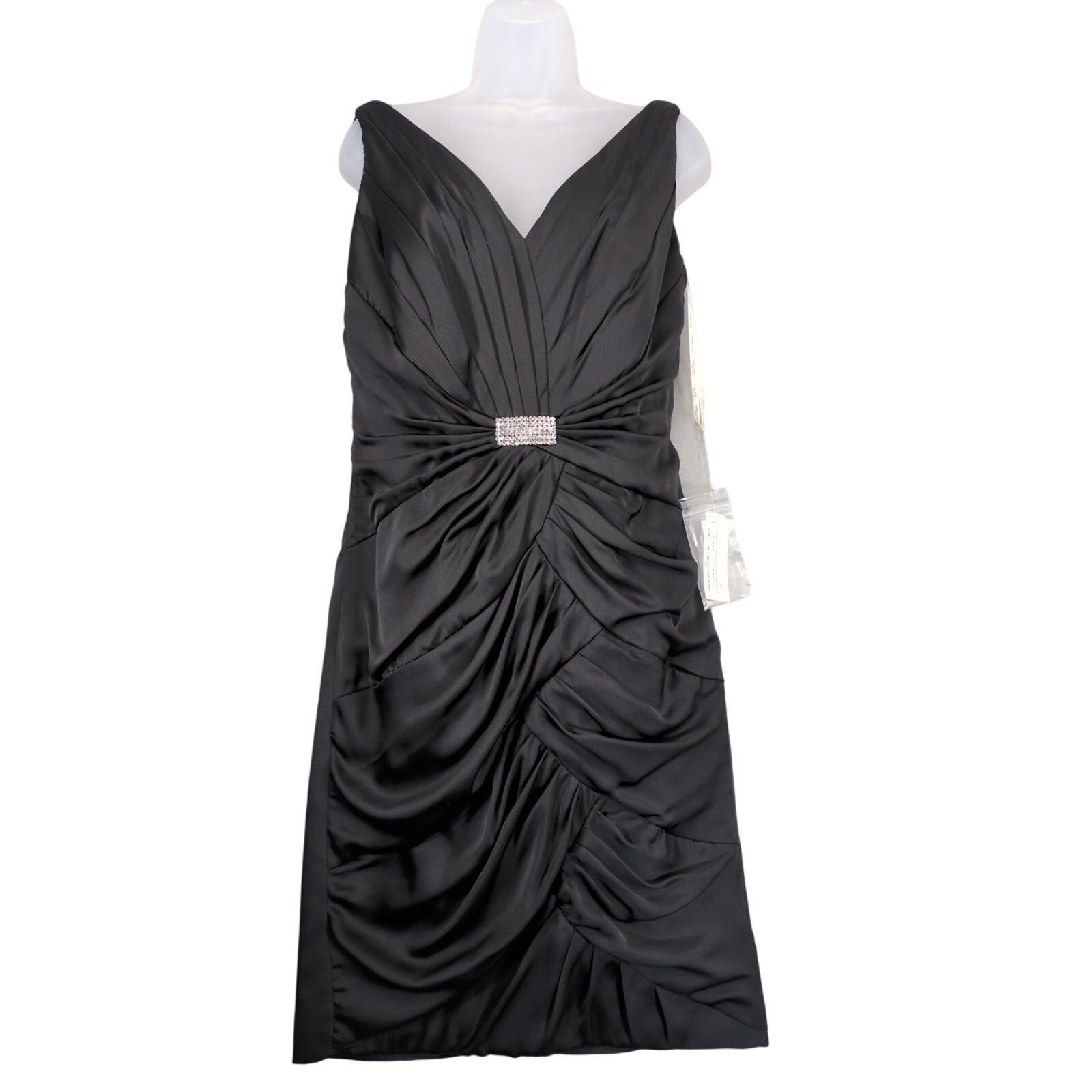 Vintage Jade Couture Black Satin Cocktail Dress Sz 12 Rhinestone Size XL / US 12-14 / IT 48-50 - 1 Thumbnail