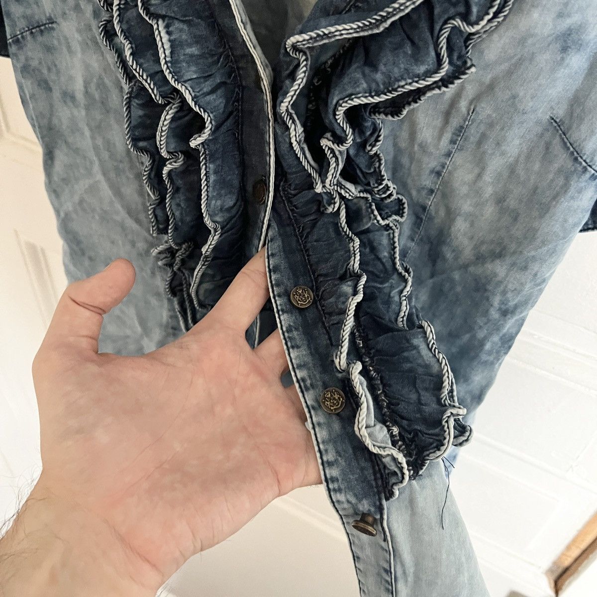 Japanese Brand × Vintage Y2K Fake Denim Blouse Top like jpg cdg margiela 2000s Size M / US 6-8 / IT 42-44 - 3 Thumbnail