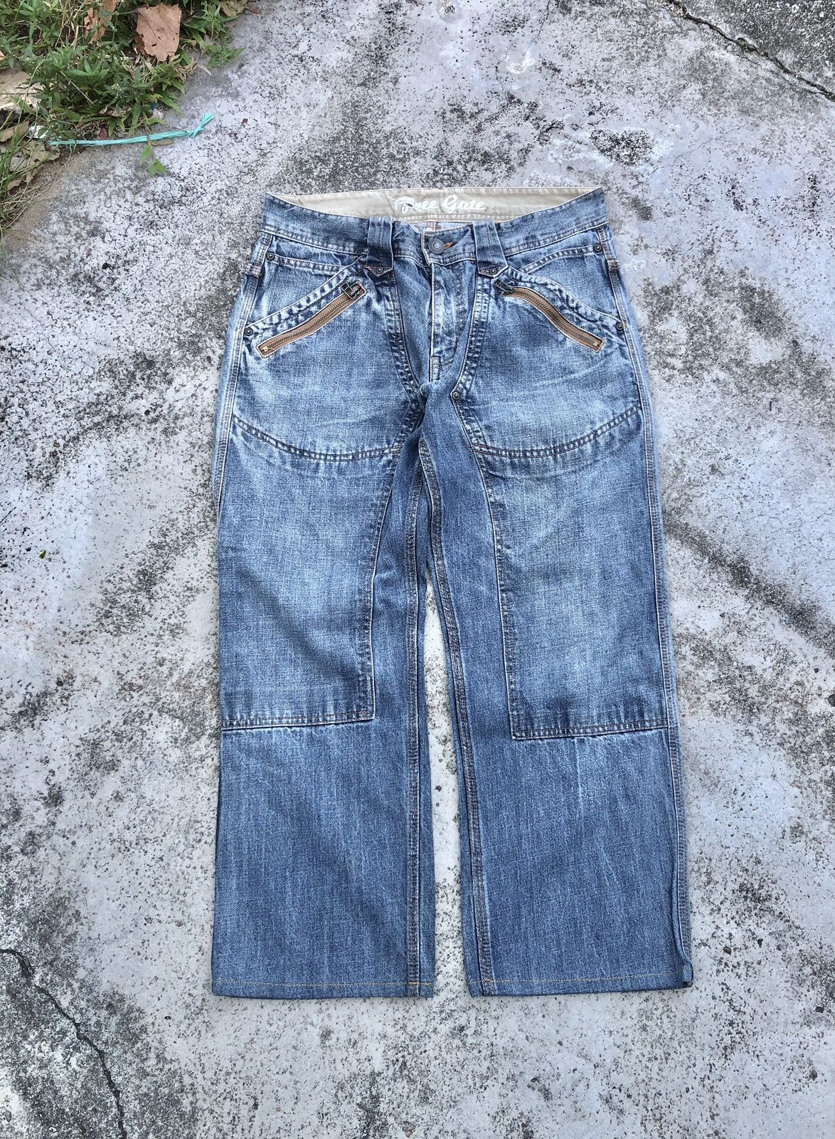 Japanese Brand DOUBLE KNEE BUCKLE BACK JEANS Size US 33 - 1 Thumbnail
