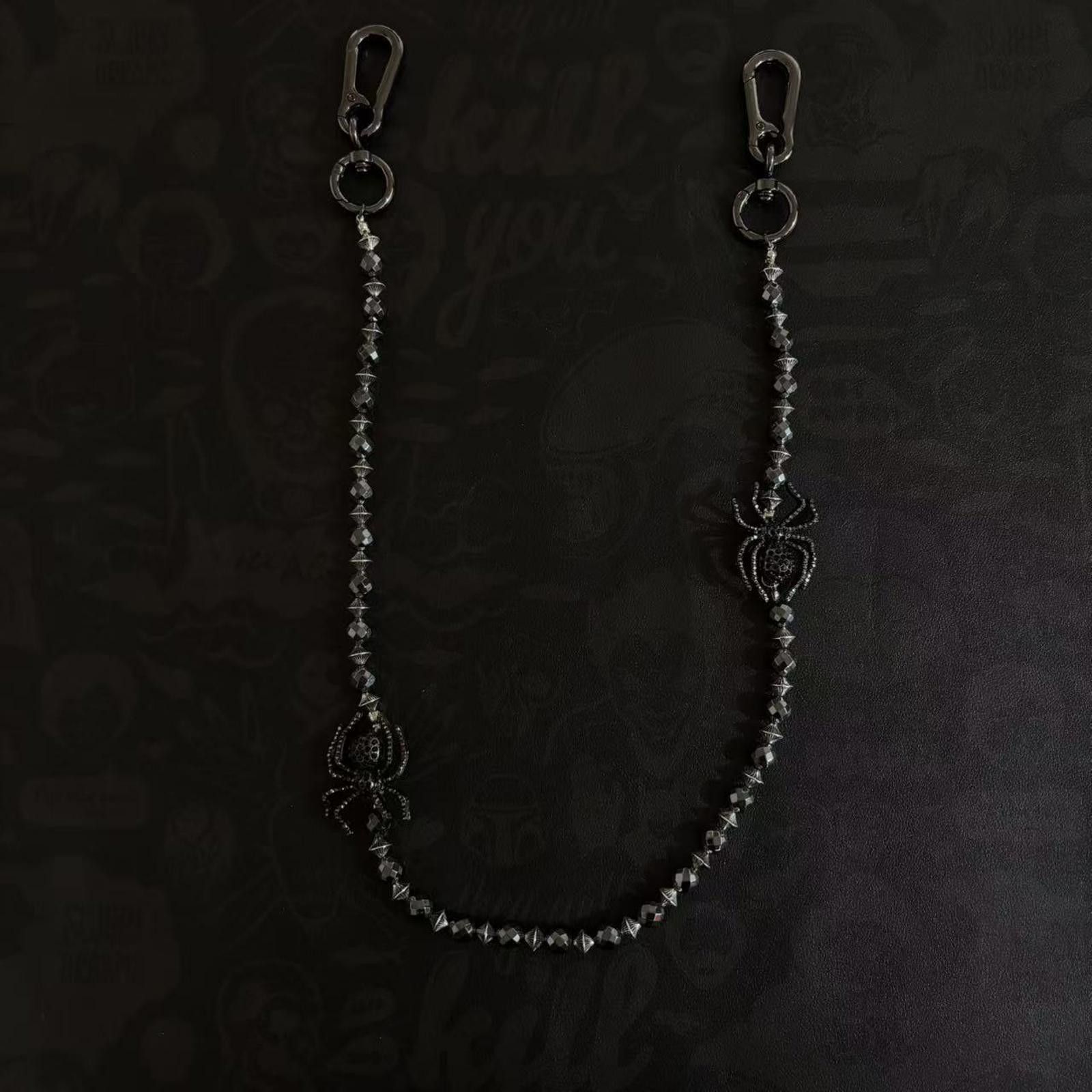 Jewelry Black Beaded Spider Chain Men's Accessory, Gothic Style Size ONE SIZE - 4 Thumbnail