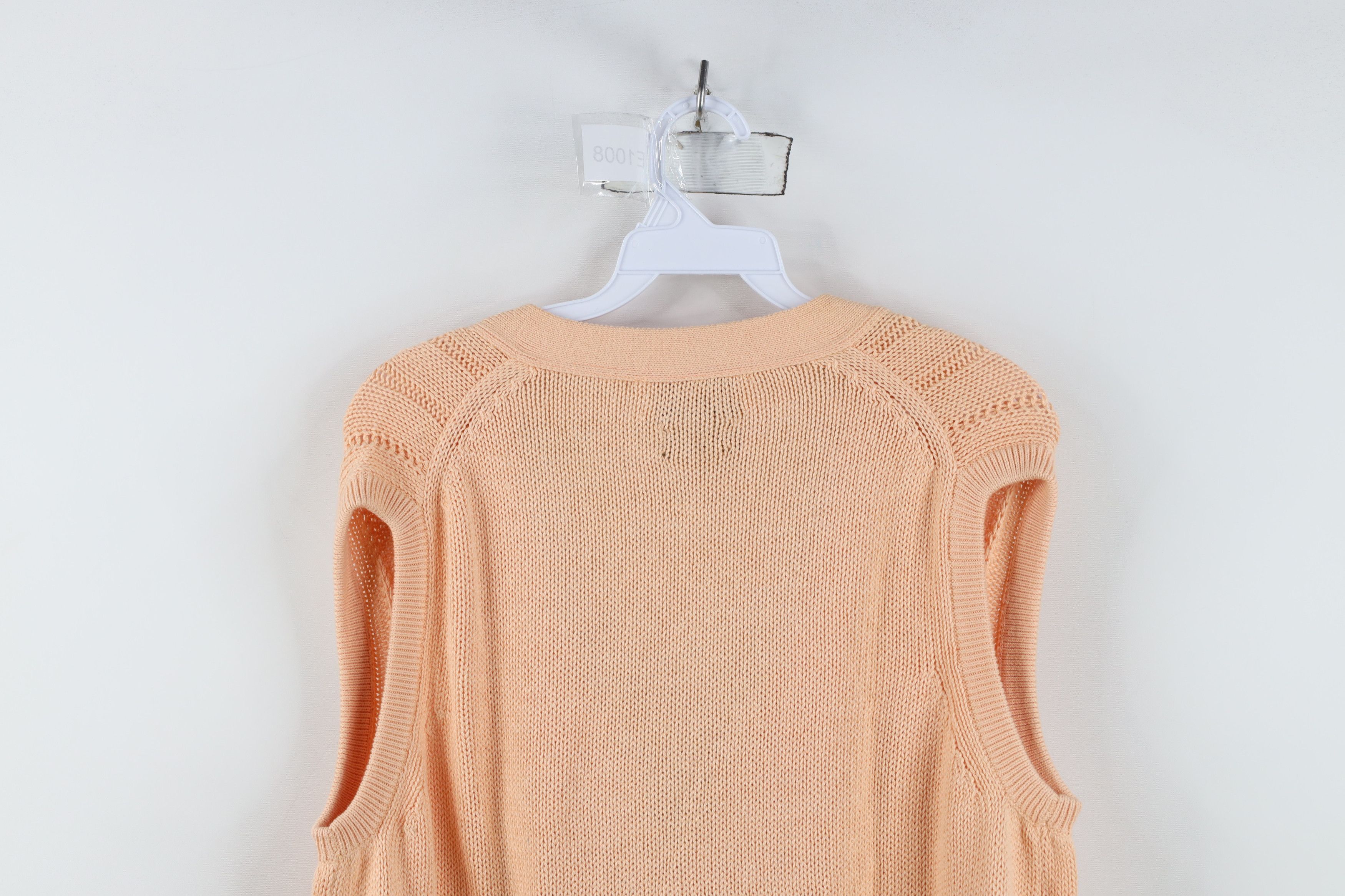 Vintage Vintage 70s Streetwear Cable Knit Cardigan Sweater Vest Pink Size US XXL / EU 58 / 5 - 10 Thumbnail