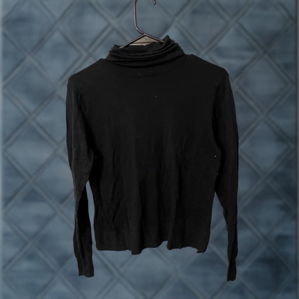 Zara Zara Knit Sweater Women's Large Turtleneck Pullover Black Faux Pearl Cap Sleeve Classic Size L / US 10 / IT 46 - 1 Thumbnail