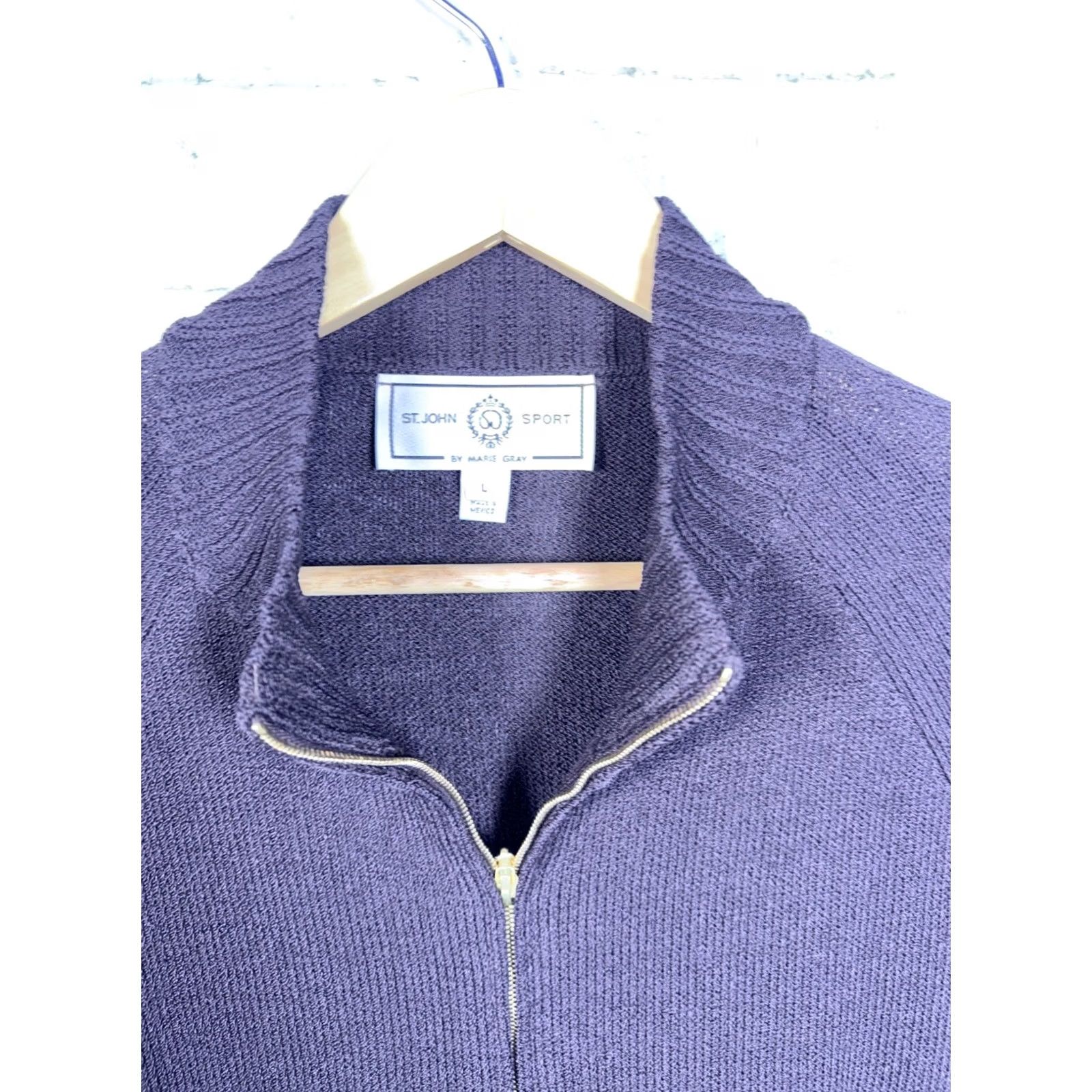 St. John St. John Sport Marie Dark Purple Full Zip Wool Blend Jacket Womens L Size L / US 10 / IT 46 - 2 Thumbnail