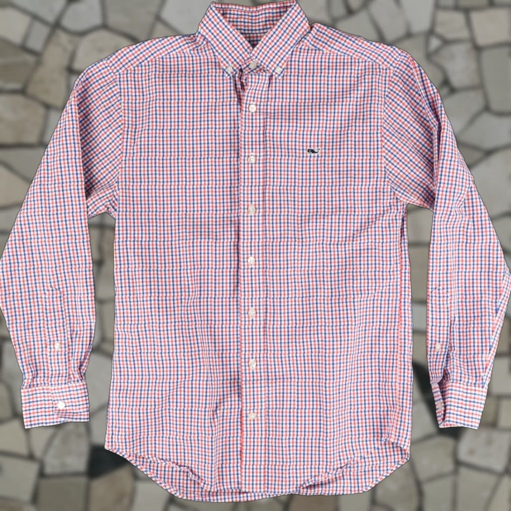 Vineyard Vines Vineyard Vines White Men's S Shirt Classic Fit Whale Red Blue Cotton Check Shirt Size US S / EU 44-46 / 1 - 1 Thumbnail