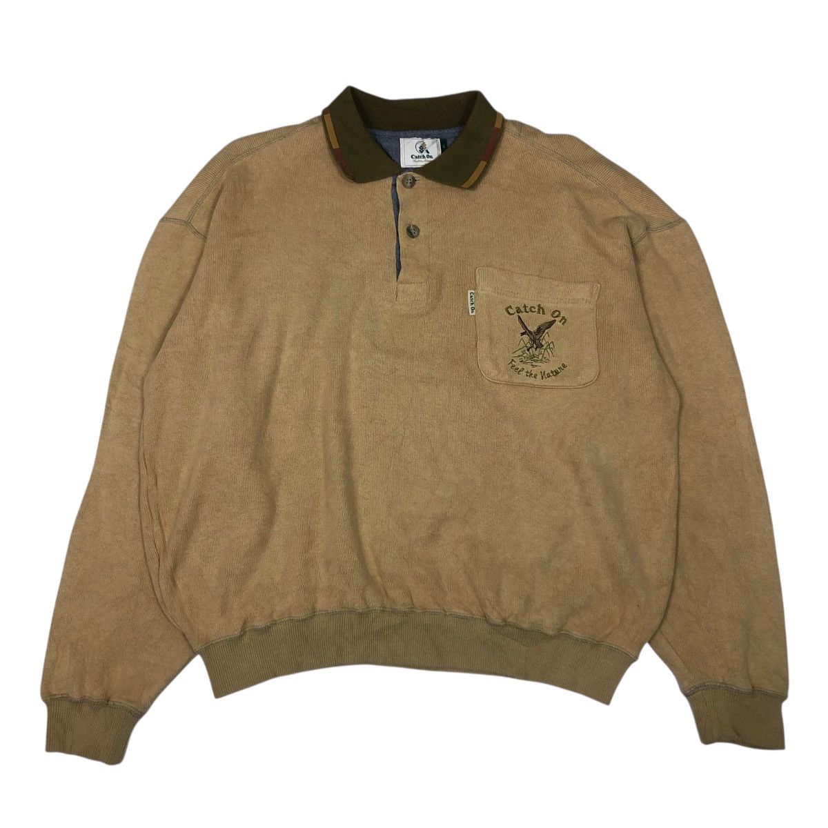 Japanese Brand 📌Vintage Sweatshirt Collar Catch On Single Pocket Size US L / EU 52-54 / 3 - 1 Thumbnail