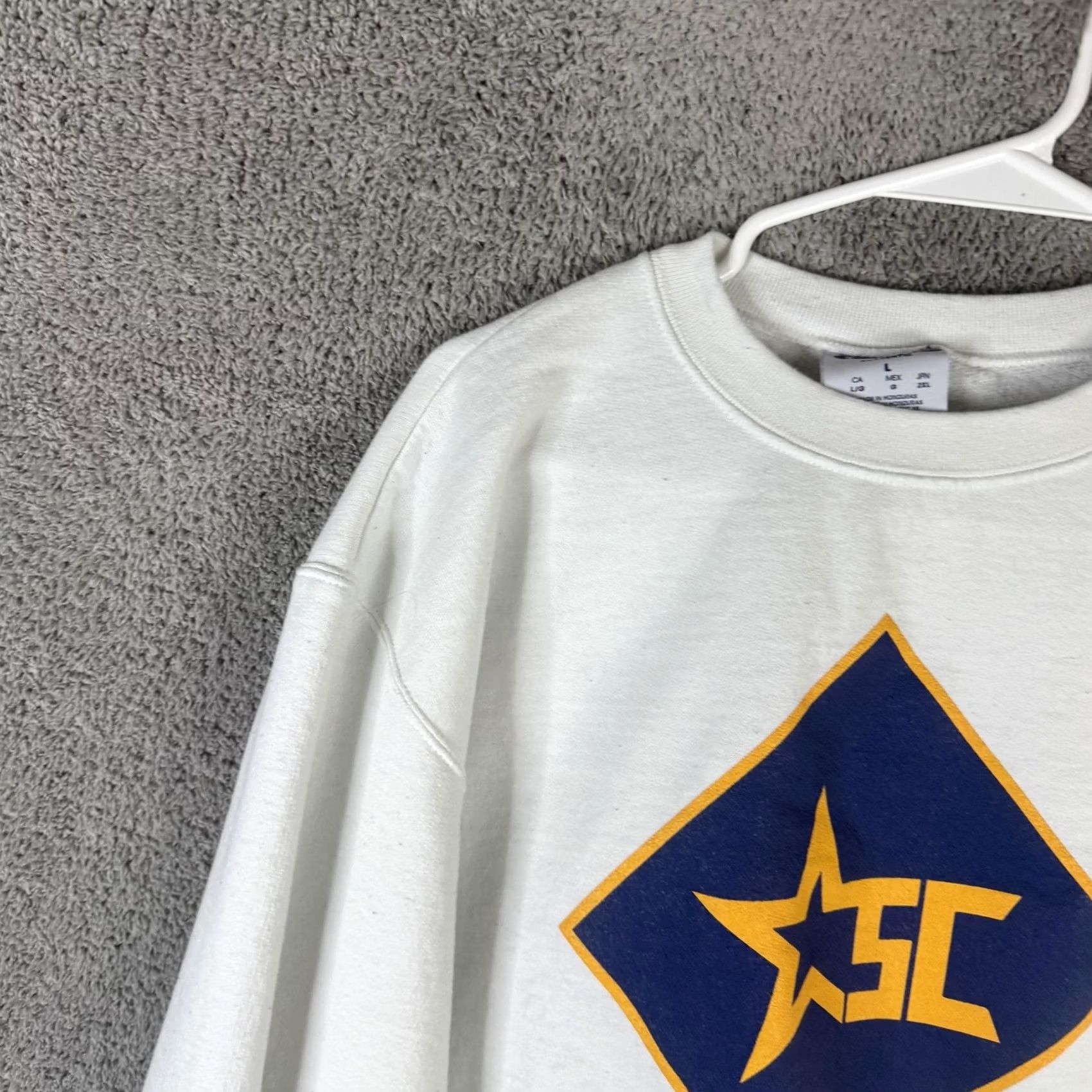 Champion Champion Sweatshirt Mens Large White Fleece Pullover SC Star Logo Graphic Size US L / EU 52-54 / 3 - 5 Thumbnail