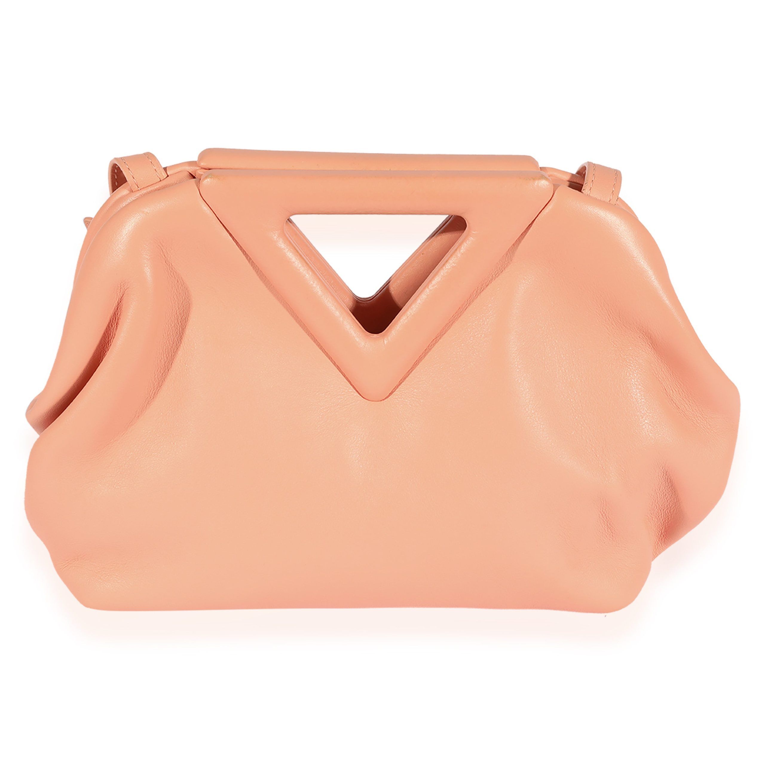 image of Bottega Veneta Peachy Calfskin Small The Point Bag in Pink, Women's