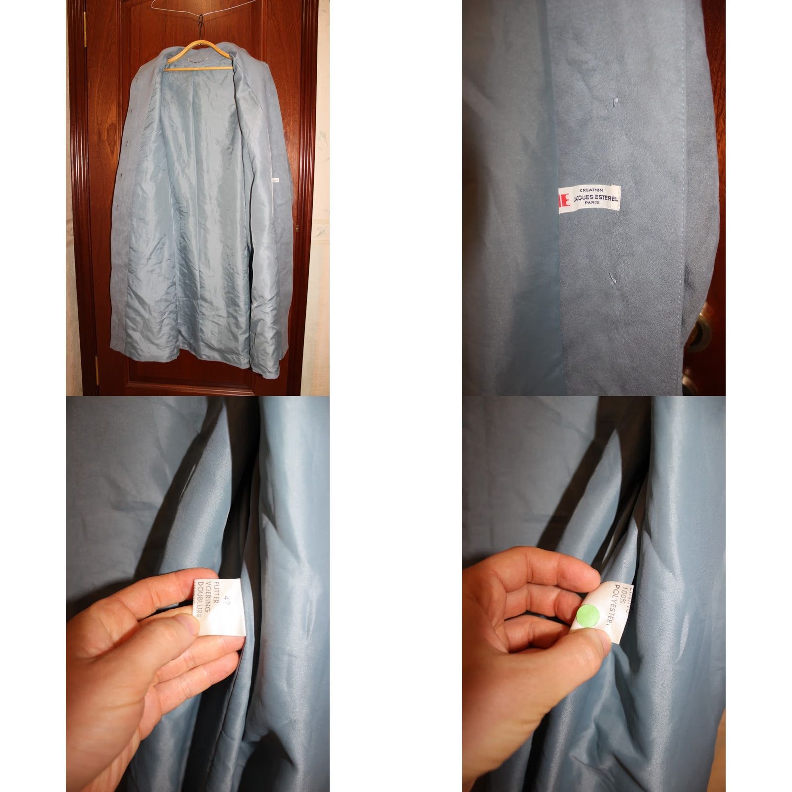 Vintage VINTAGE Jacques Esterel Paris Alcantara Coat Jacket Suede Leather Woman 1980s Grey/Blue Coat Women 42 French Vintage 80s Size M / US 6-8 / IT 42-44 - 8 Thumbnail
