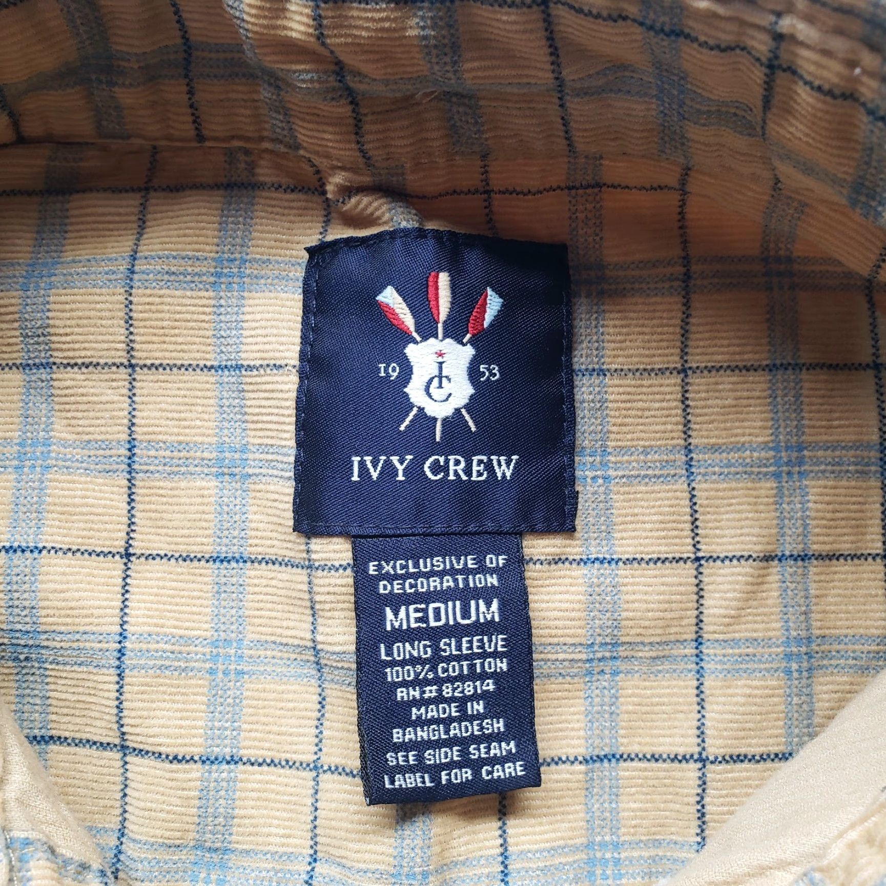 Vintage Ivy Crew Shirt Men Medium Yellow Plaid Flannel Button-Down Casual Cotton Adult Size US M / EU 48-50 / 2 - 3 Thumbnail