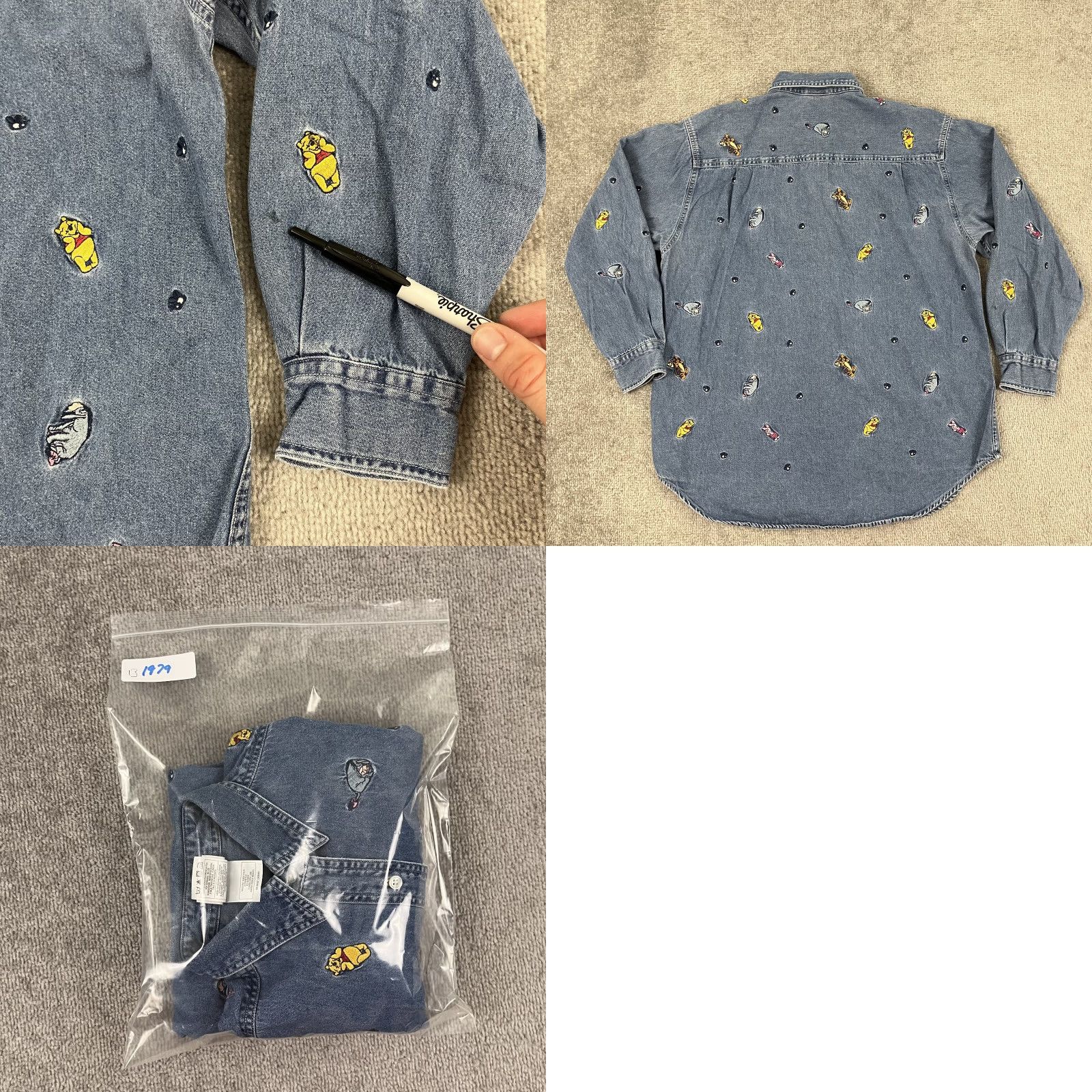 Disney VINTAGE Winnie The Pooh Shirt Womens Large Blue Denim Embroidered Tigger Eeyore Piglet Disney Size L / US 10 / IT 46 - 8 Thumbnail