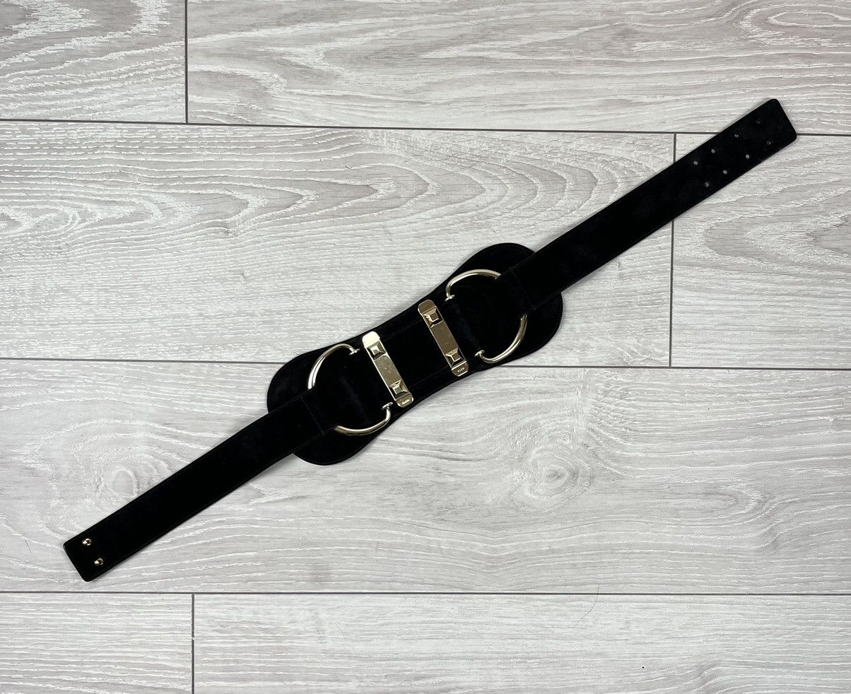 Gucci Gucci Tom Ford Black Suede Big Buckle Waist Belt Size ONE SIZE - 2 Thumbnail