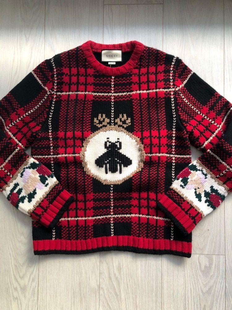 Gucci Wool Intarsia Plaid Sweater Size US M / EU 48-50 / 2 - 1 Thumbnail
