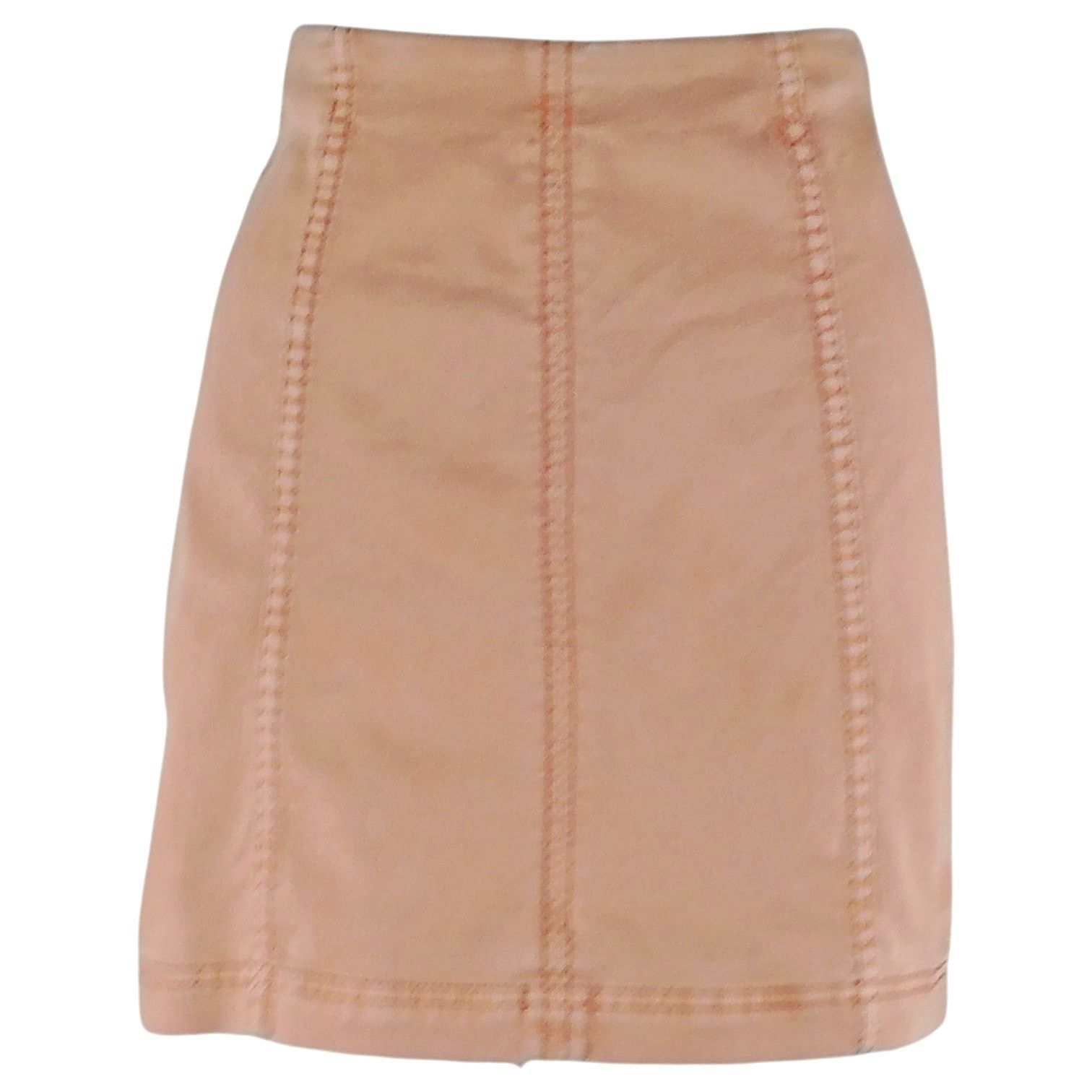Free People Free People Tan Khaki Denim Pencil Mini Skirt Sz 6 Modern Size 28" / US 6 / IT 42 - 2 Thumbnail