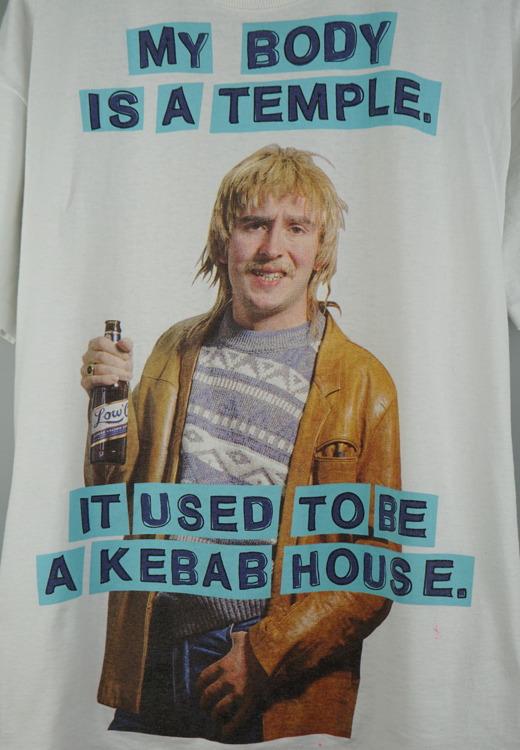 Vintage 1990s My Body Is A Temple It Used To Be Kebab House T-Shirt Size US XL / EU 56 / 4 - 2 Thumbnail