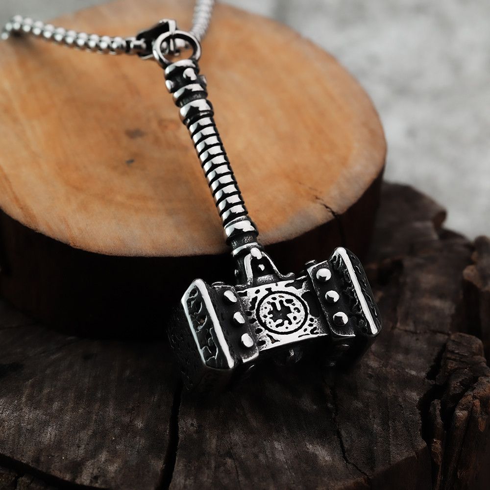 Vintage Viking Solid Hammer Double-Sided Pendant Necklace Size ONE SIZE - 2 Thumbnail