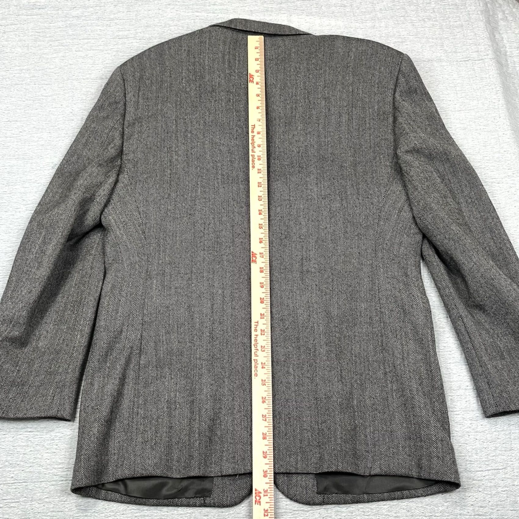Joseph Joseph & Feiss Gold Sport Coat Blazer Mens 42R Gray Herringbone Two-Button Notch Lapel Wool Regular Chest 42 Size 42R - 7 Thumbnail