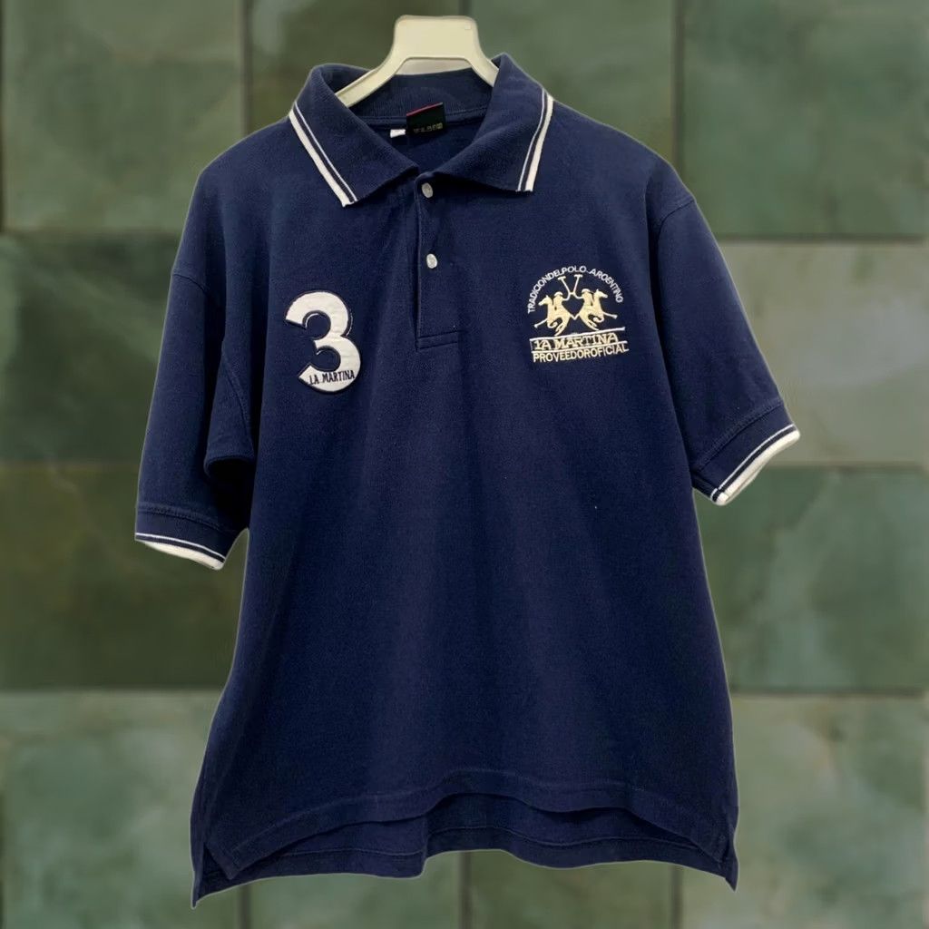 La Martina La Martina Polo Shirt Men’s M Navy Blue Argentina Pique Short Sleeve Casual Shirt Mens M Blue 90s? Size US M / EU 48-50 / 2 - 1 Thumbnail