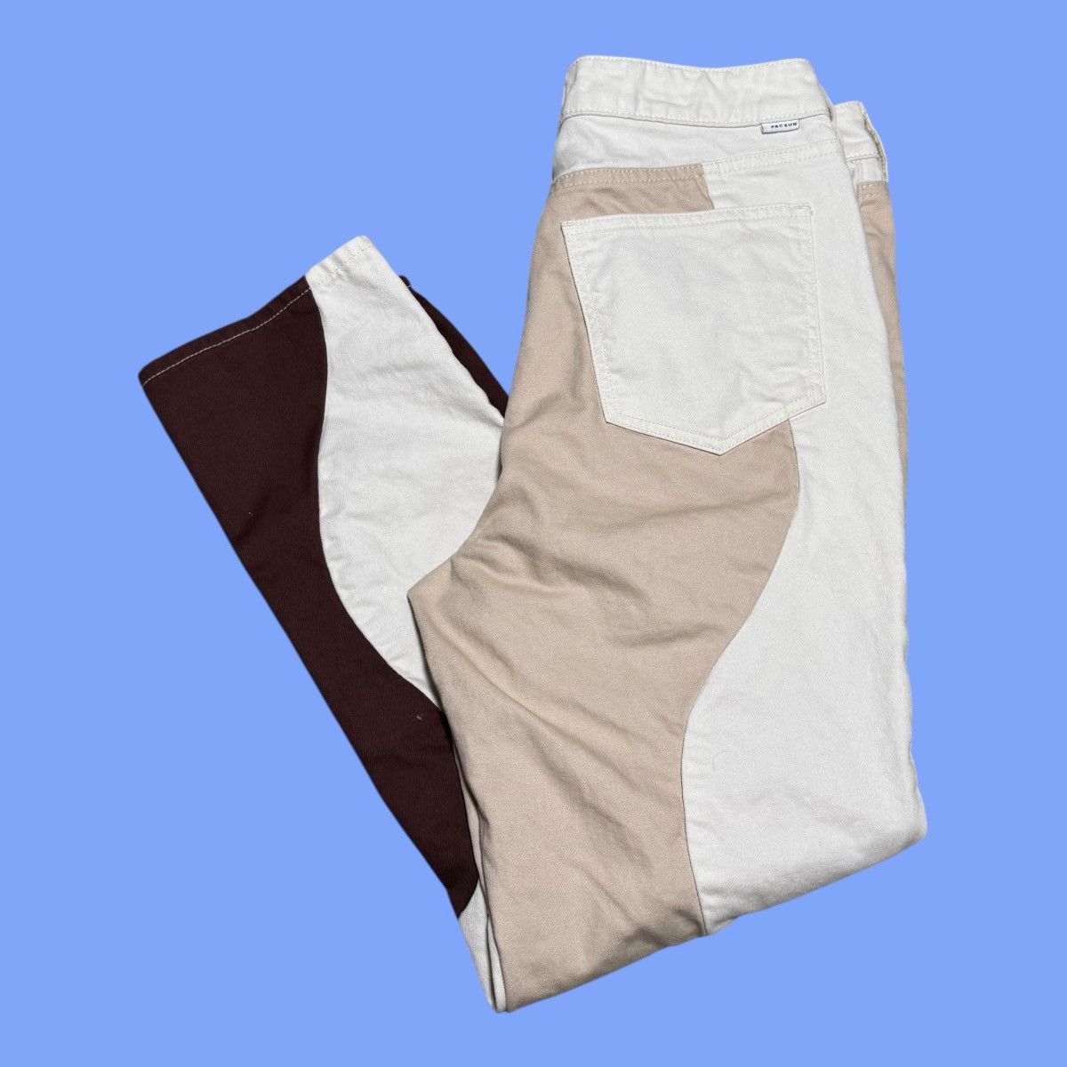 Pacsun PacSun Eco Tan & Brown Paneled Mom Jeans Women’s 30 Size 30" / US 8 / IT 44 - 1 Thumbnail