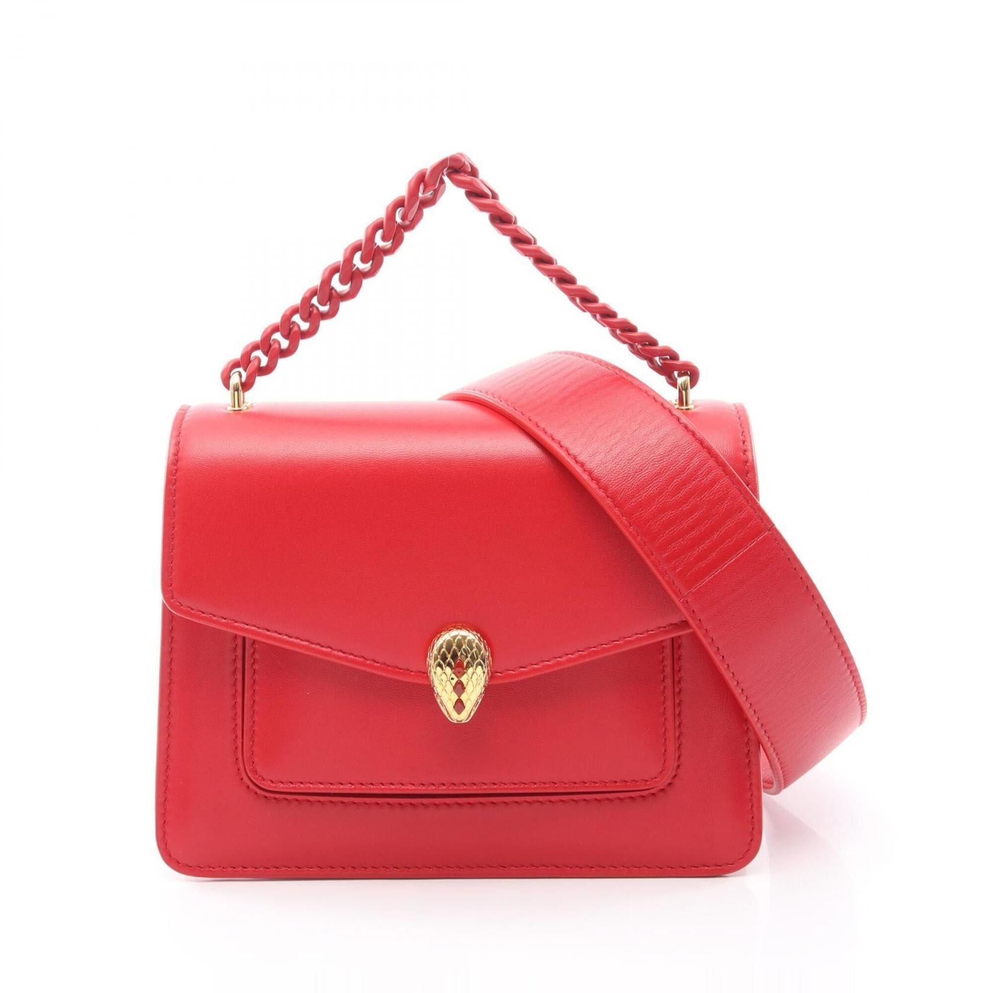 Bvlgari Bulgari BVLGARI Serpenti Forever 2-Way Handbag, Leather, Women's, Red Size ONE SIZE - 1 Thumbnail