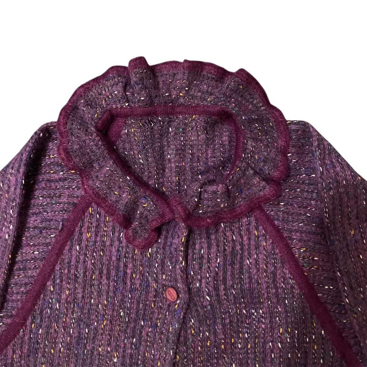 Christian Dior Monsieur Vintage Christian Dior Purple Metallic Ruffled Collar Blouse Size L / US 10 / IT 46 - 8 Thumbnail