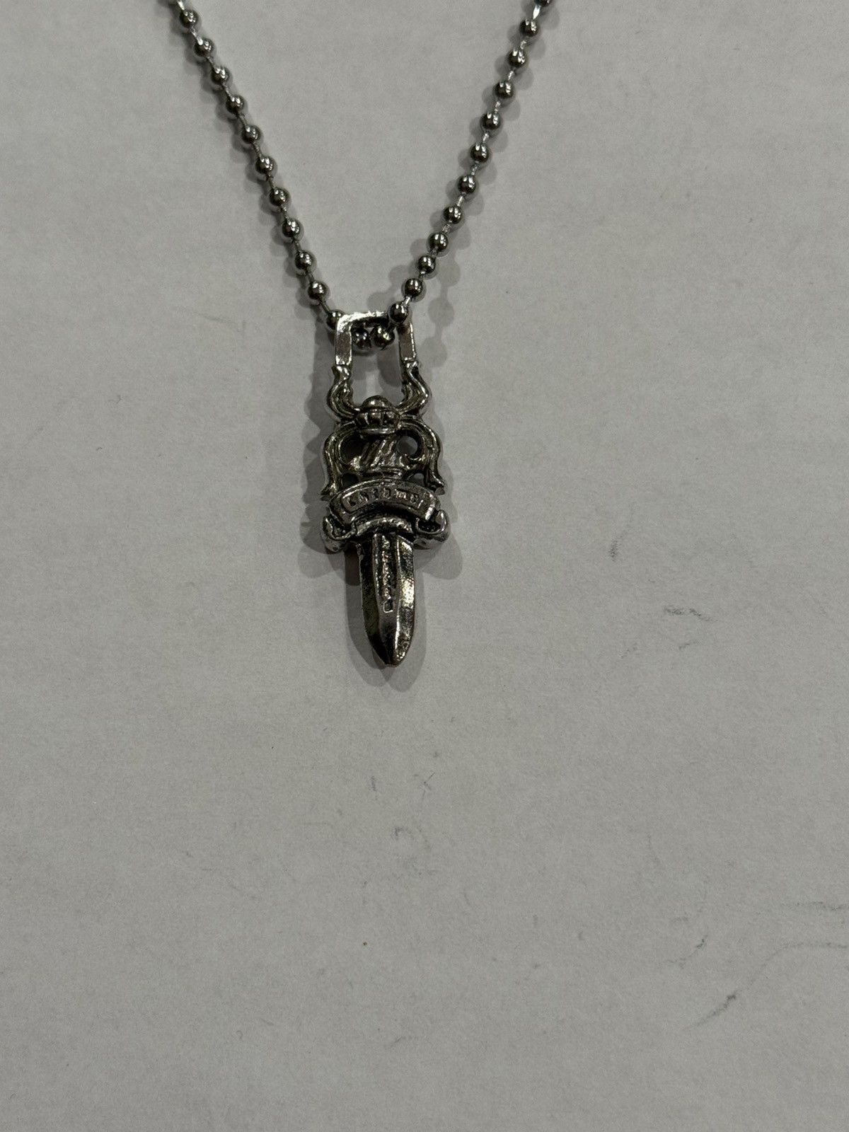 Chrome Hearts Chrome Hearts Rhodium Dagger Pendant Ball Chain Necklace 925 Size ONE SIZE - 2 Thumbnail