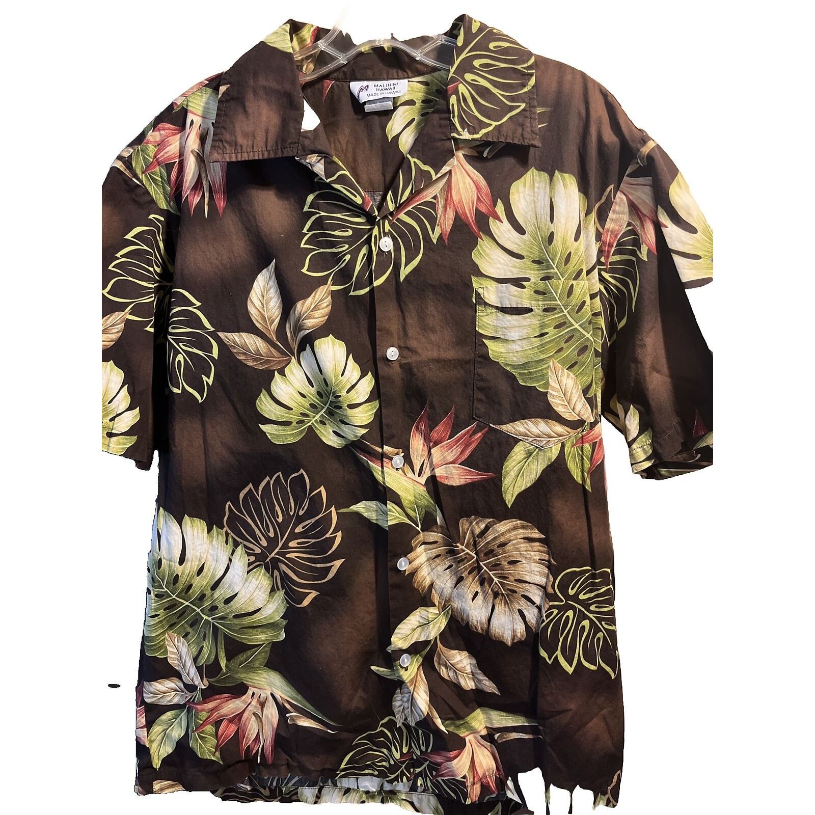 Other Malihini Men's XL Brown Floral Button Cotton Hawaiian Shirt Size US XL / EU 56 / 4 - 1 Thumbnail