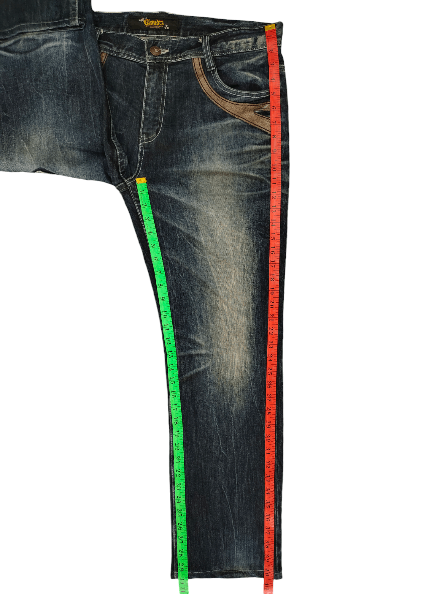 Artful Dodger Vintage Y2k Cloud 72 Embroidered Pocket Clawmark Faded Jeans Size US 36 / EU 52 - 14 Thumbnail