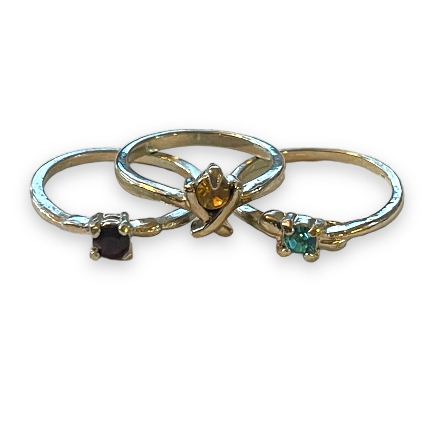 Other Silver 3 Ring Lot With Gemstones Size 5-6 Size ONE SIZE - 2 Thumbnail
