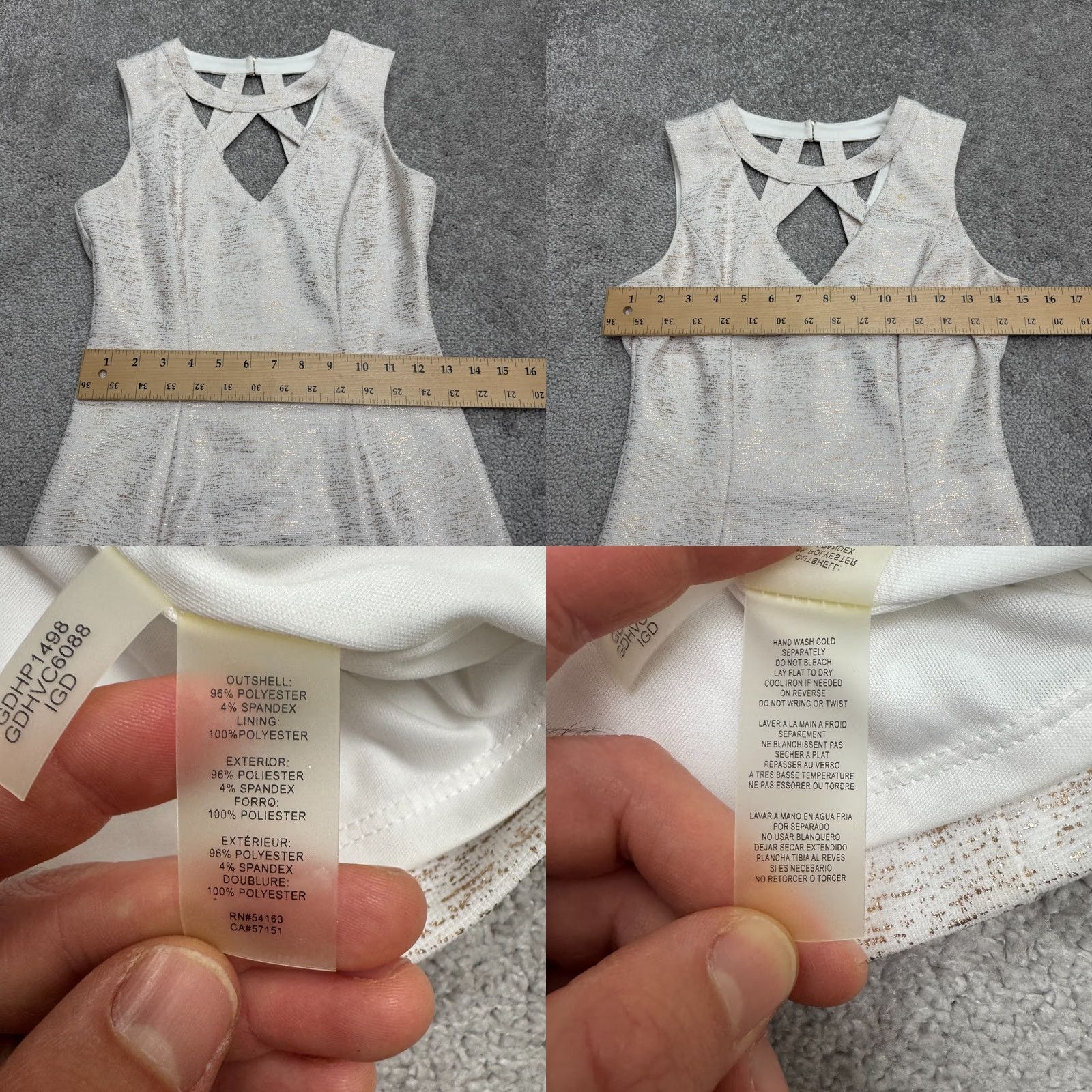 Guess GUESS White Metallic Cut-Out Sleeveless Mini Pencil Dress Womens Short Sleeveless Party Glam Size S / US 4 / IT 40 - 8 Thumbnail