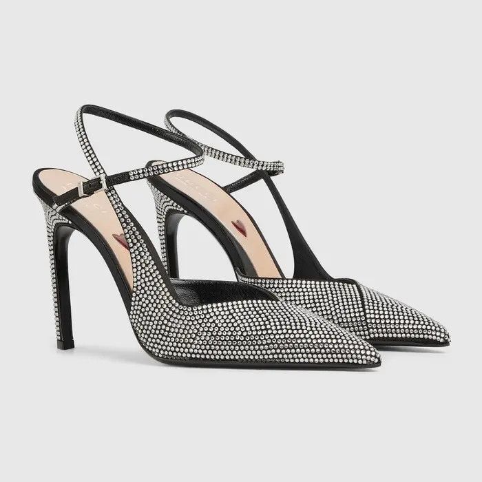 Gucci o1s1wg110325 High-Heeled Pumps in Black & Silver Size US 6 / IT 36 - 2 Thumbnail