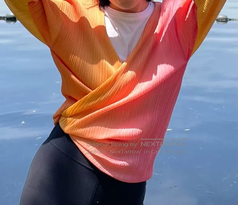 Issey Miyake Issey Miyake Orange-pink Gradient Cardigan Size L / US 10 / IT 46 - 3 Thumbnail
