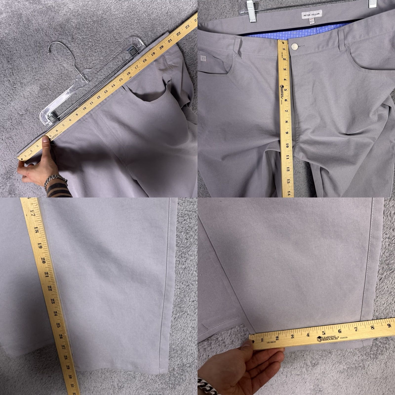 Peter Millar Peter Millar Crown Sport EB66 Performance Five-Pocket Pants Mens 42x29 Golf Gale Stone Gray Chino Logo 5-Pocket Regular Fit Mens Size US 42 / EU 58 - 8 Thumbnail