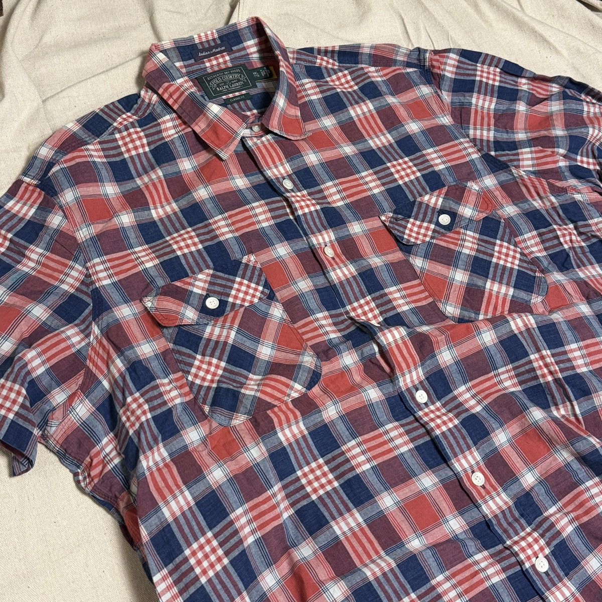 Polo Ralph Lauren [Polo Ralph Lauren] Classic Fit Indigo Plaid Workshirt Size US XXL / EU 58 / 5 - 3 Thumbnail