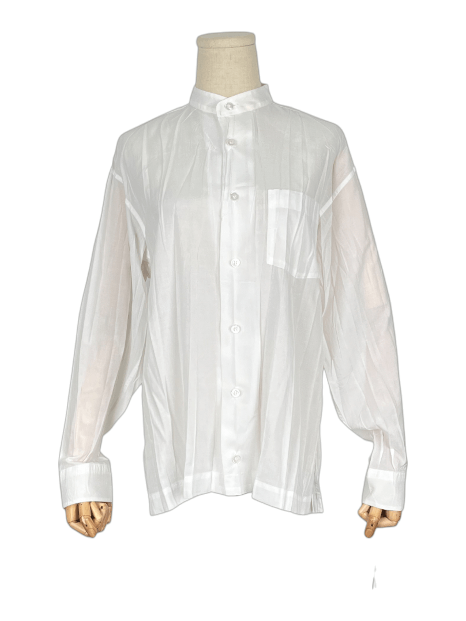Issey Miyake Ivory Stand Collar Long Sleeve Shirt