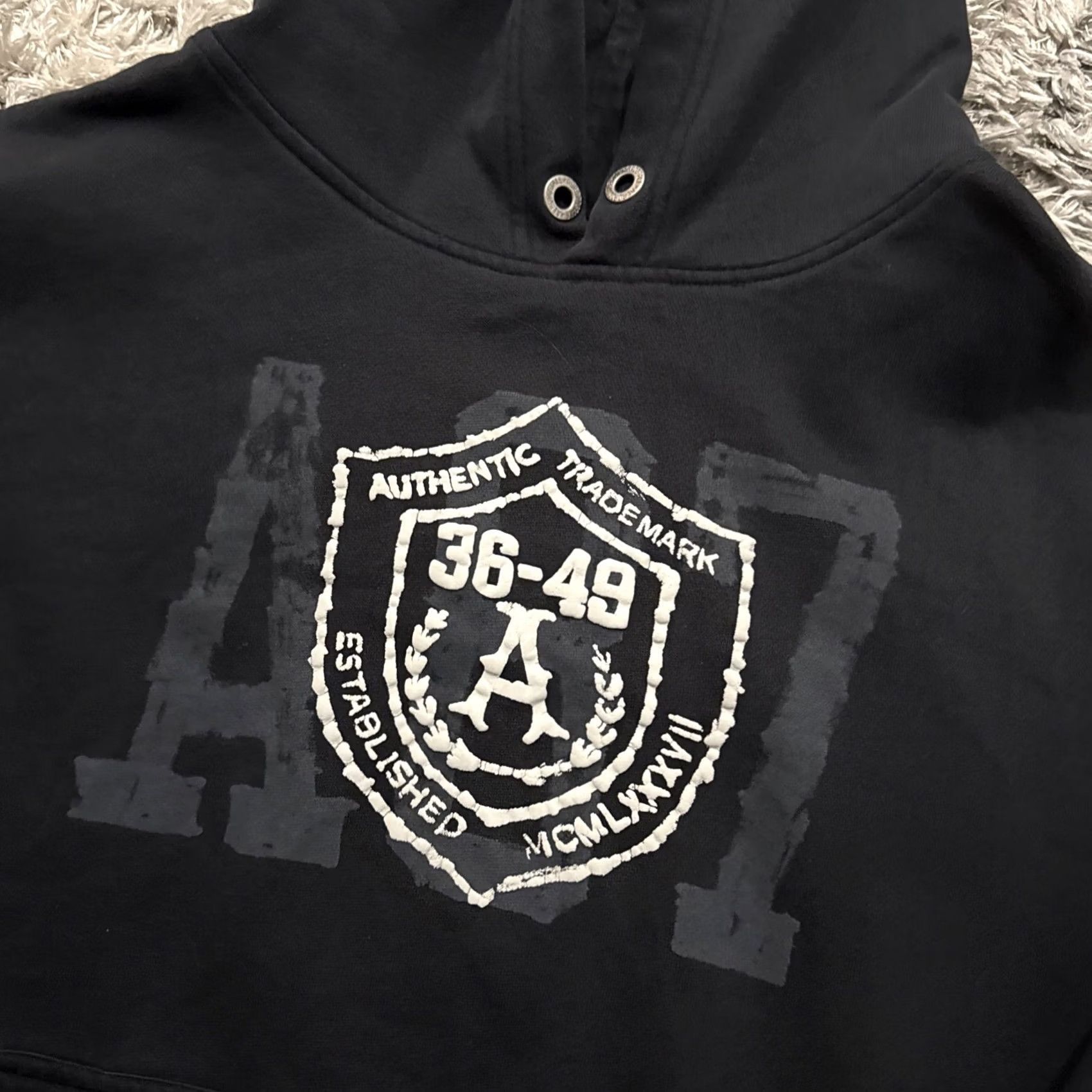 Aeropostale VINTAGE Aeropostale Hoodie Men’s Size XL Black Long Sleeve HOLE Graphic Center Size US XL / EU 56 / 4 - 3 Thumbnail