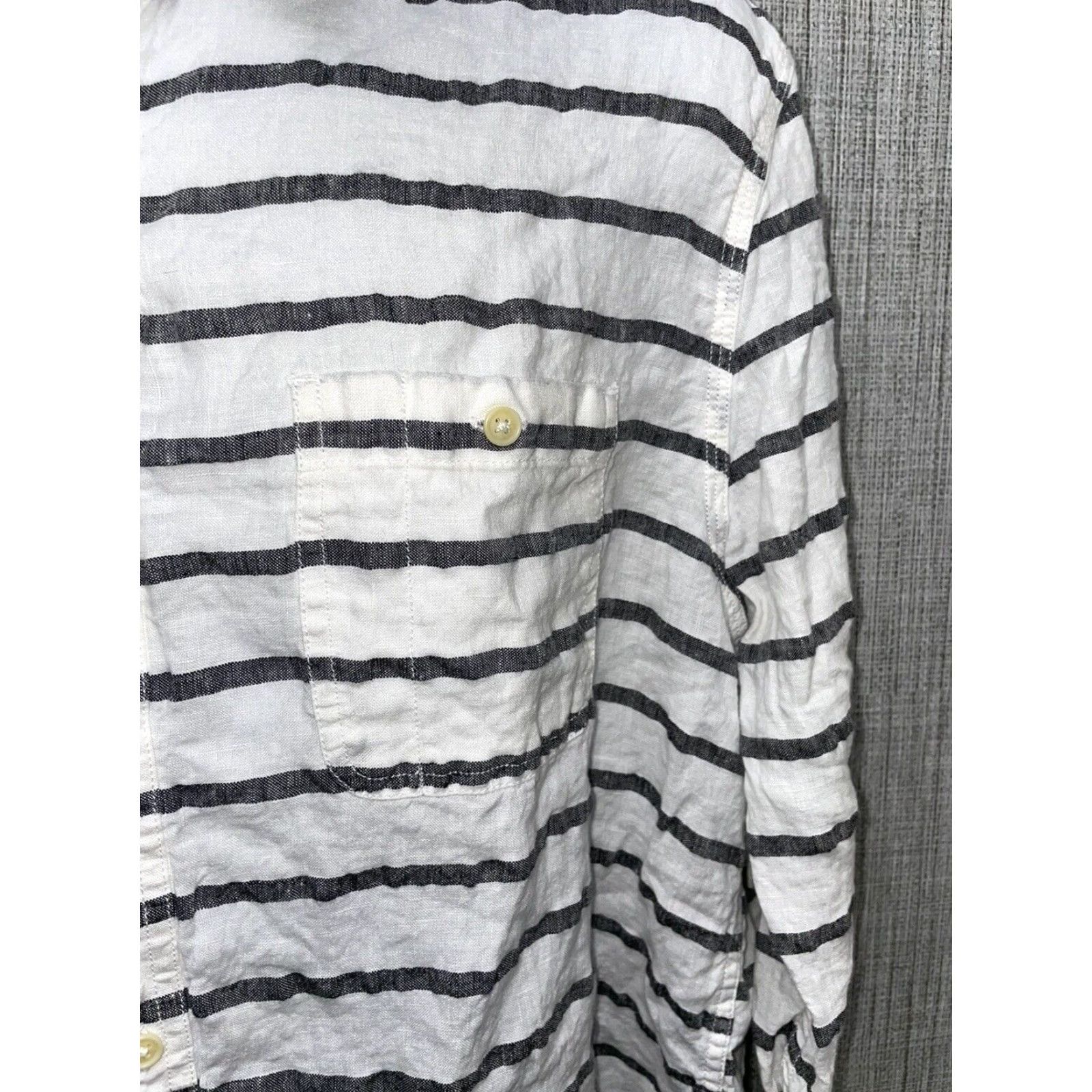 Lucky Brand Lucky Brand Linen Shirt Men XL Gray Striped Button-Down Long Sleeve Size US XL / EU 56 / 4 - 3 Thumbnail
