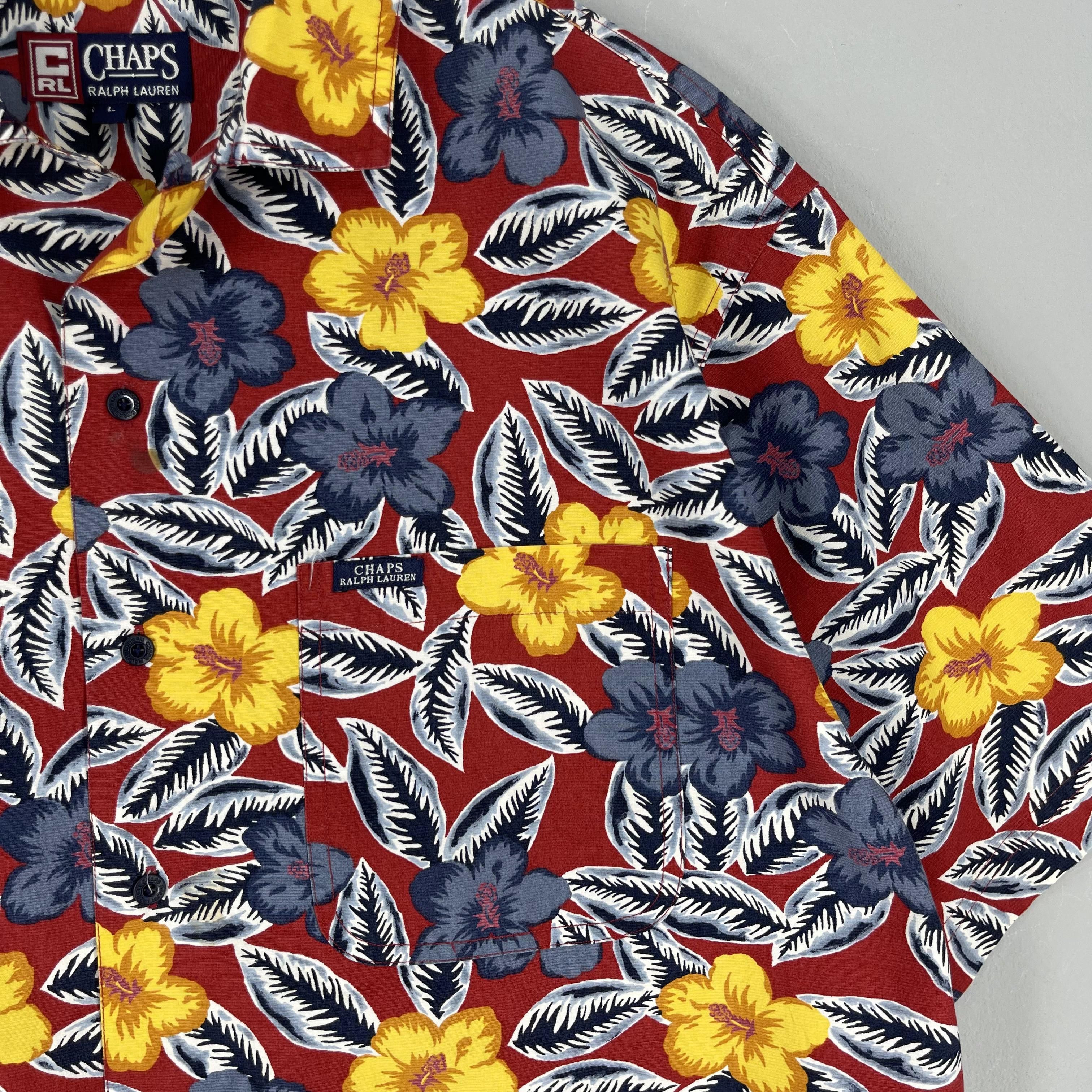 Chaps Ralph Lauren Vintage 90s CHAPS LAUREN Hibiscus Floral Motive Shirt Size US L / EU 52-54 / 3 - 3 Thumbnail