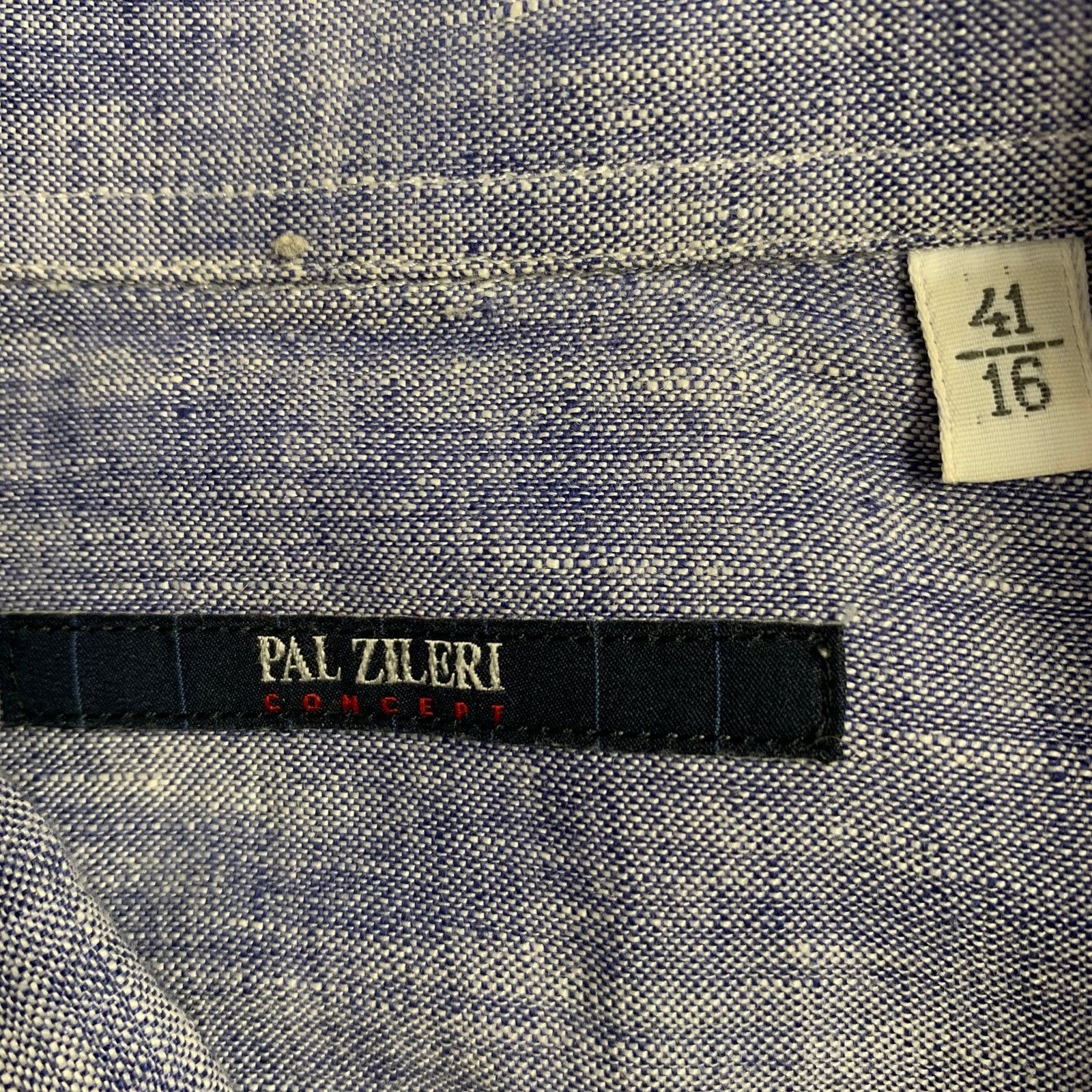 Pal Zileri PAL ZILERI Size L Navy White Linen Long Sleeve Shirt Size US L / EU 52-54 / 3 - 5 Thumbnail