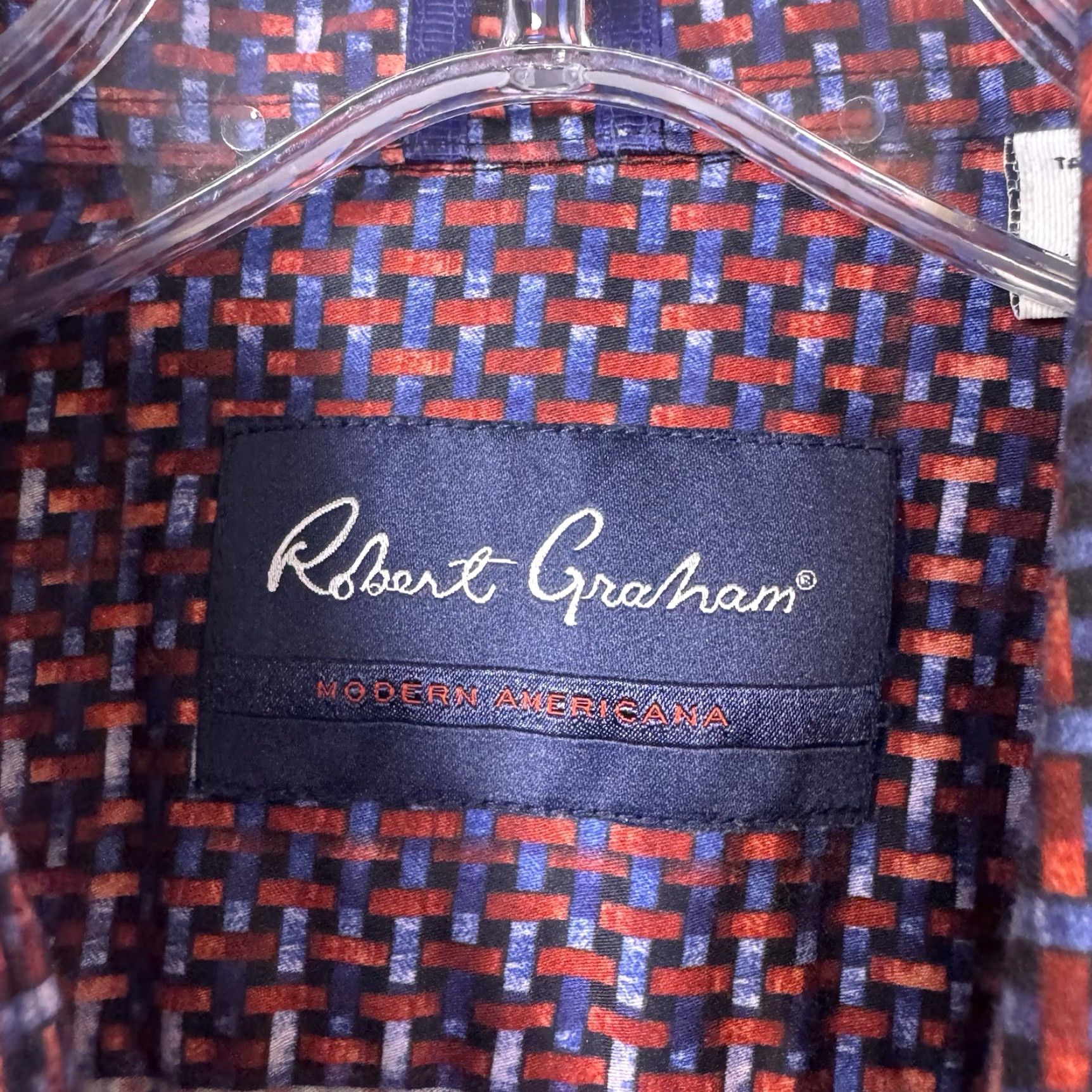 Robert Graham Robert Graham Shirt Mens S Tailored Fit Modern Americana Art AOP Geometric Long Sleeve Button-Up Red Cotton Vintage No Size US S / EU 44-46 / 1 - 4 Thumbnail