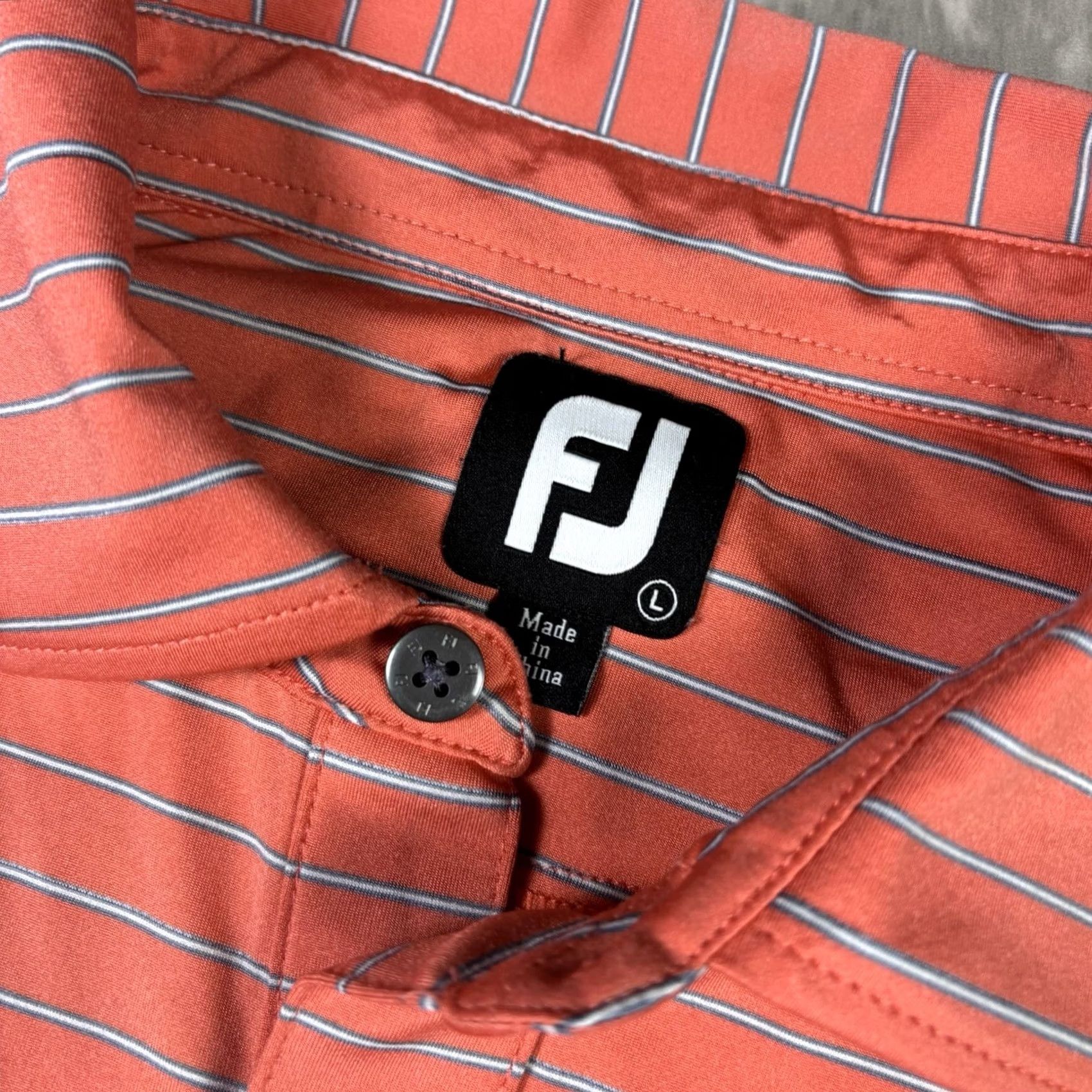 Vintage FJ Polo Shirt Mens L Orange Striped Collared Dri Fit Golf Shirt Vintage No Dunes West Size US L / EU 52-54 / 3 - 7 Thumbnail