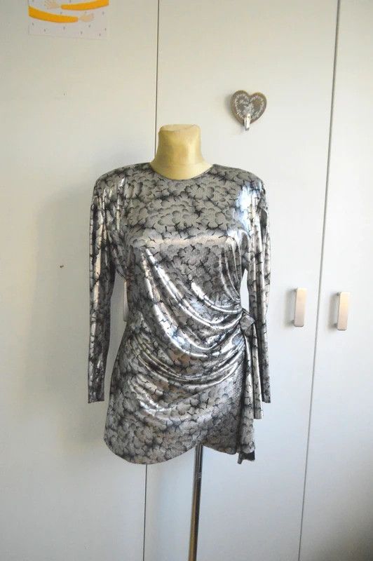Other Creasy Paris 90s 80s Vintage Retro Silver Dress Size M / US 6-8 / IT 42-44 - 1 Thumbnail