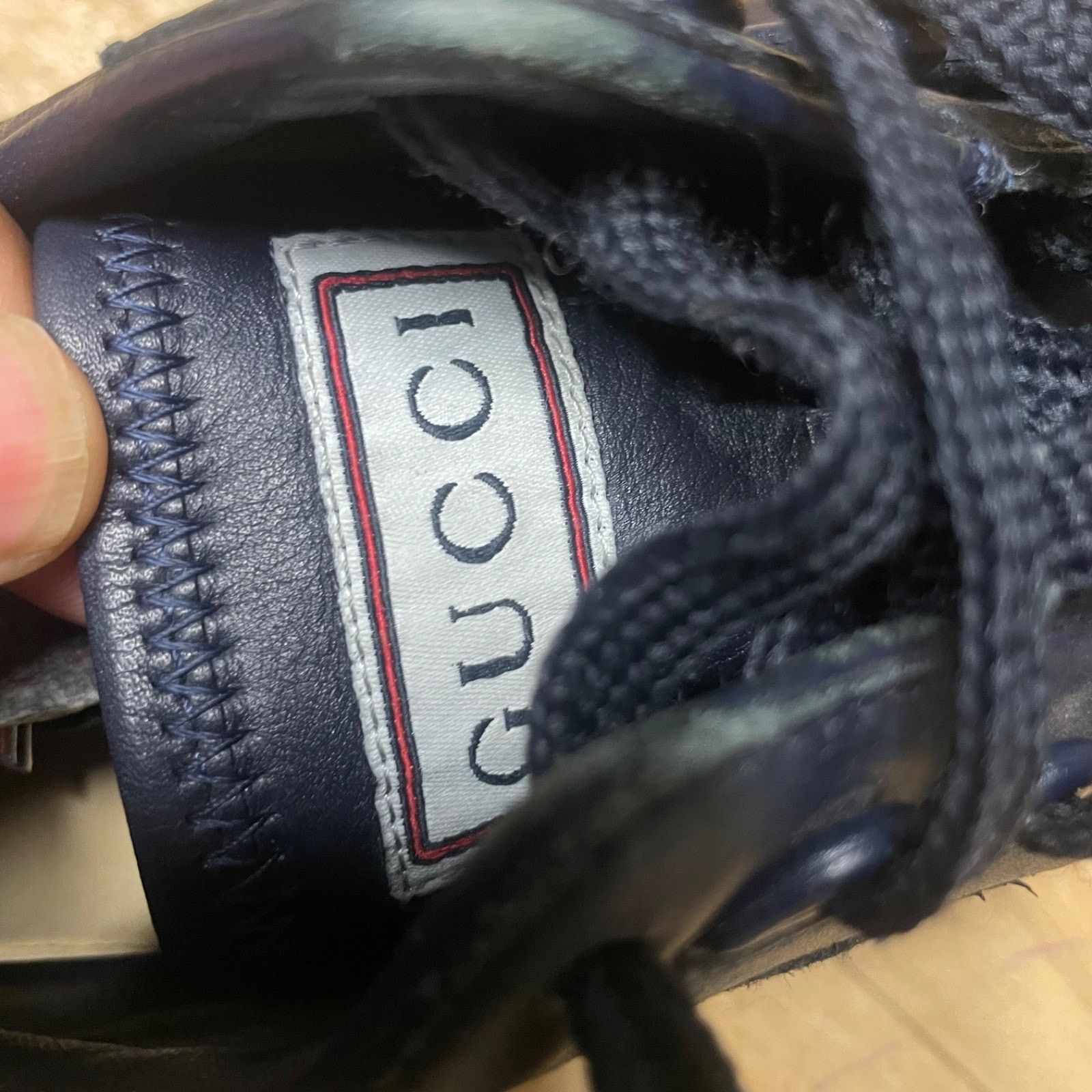 Gucci GUCCI Sneakers Guccissima blue navy Leather low Top Monogram Size US 9 / EU 42 - 14 Thumbnail