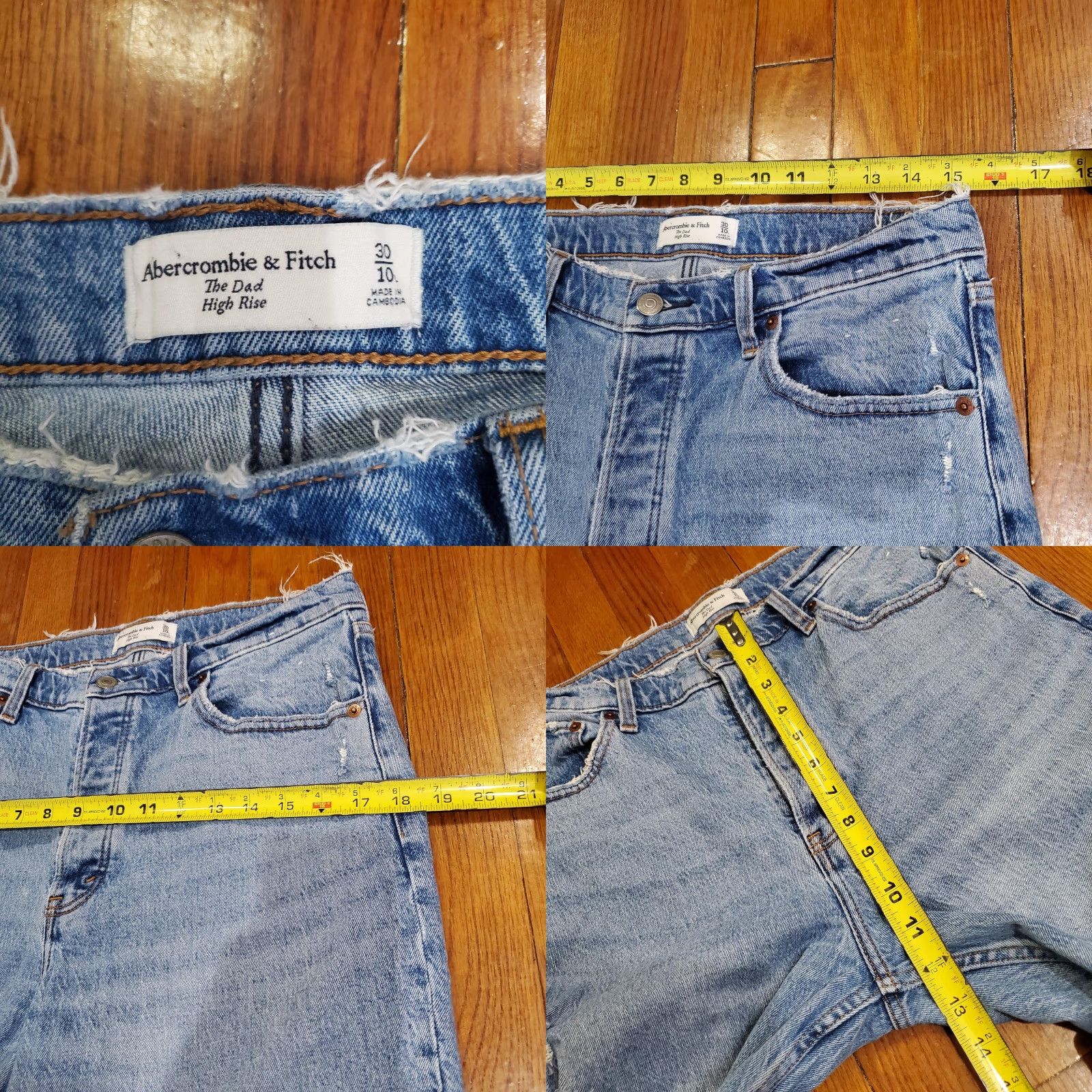 Abercrombie & Fitch Abercrombie & Fitch Jeans Womens 10 Blue The Dad High Rise Distressed Straight Jeans Size 32" / US 10 / IT 46 - 8 Thumbnail