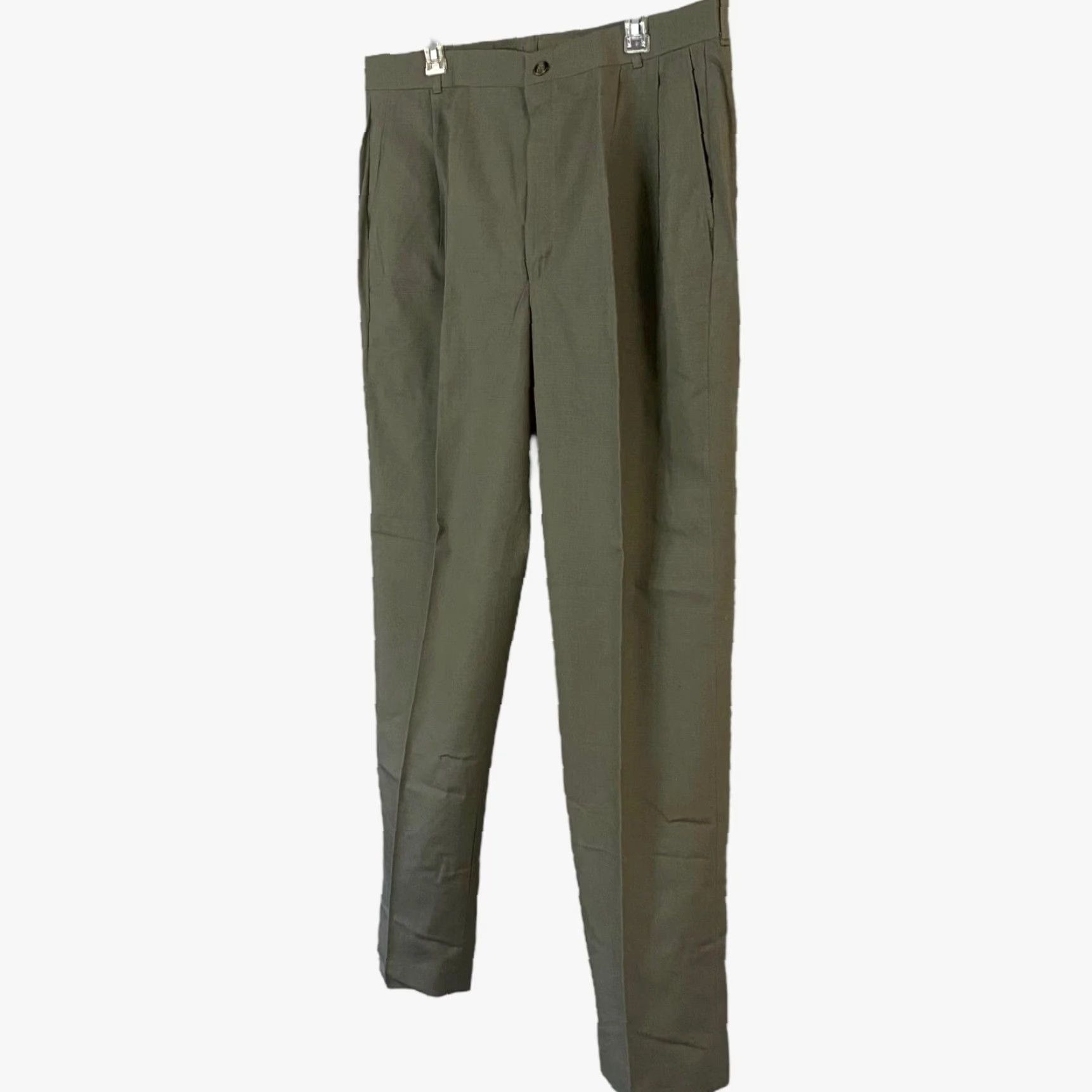 J Brand VINTAGE Rattlers Brand Pleated Dress Pants Mens 38X33 Green Ripstop Casual Workwear Size US 38 / EU 54 - 2 Thumbnail