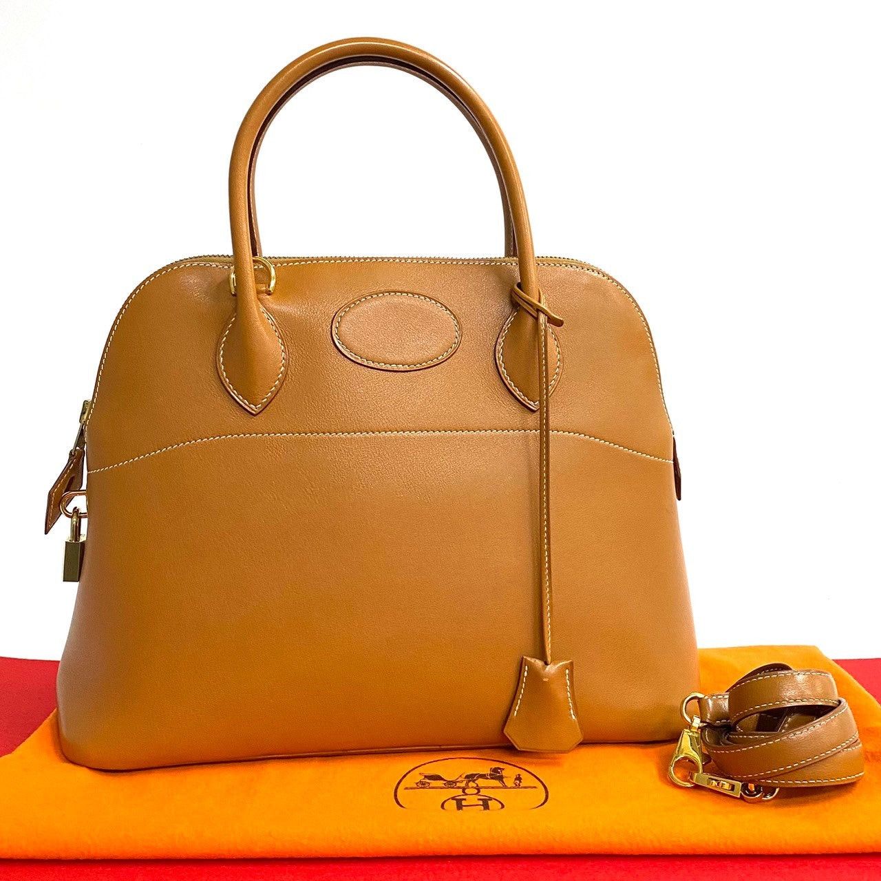 Hermes Hermes Handbag Brown Leather Size ONE SIZE - 1 Thumbnail